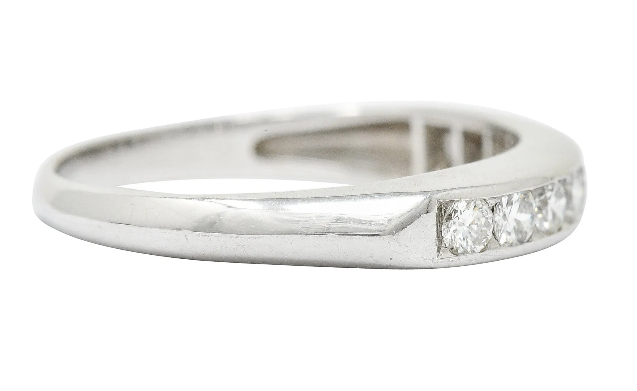 1950's Mid-Century 0.50 CTW Diamond Platinum Channel Band Ring