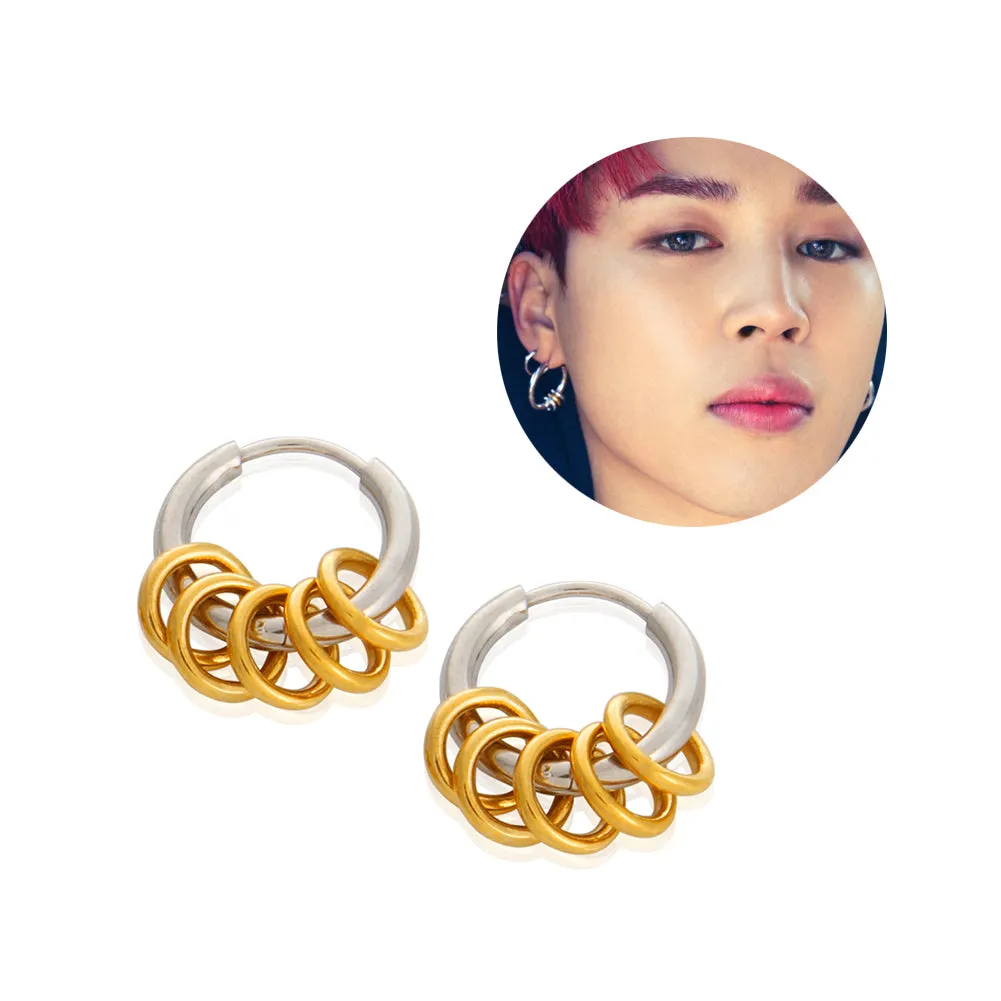 2tone Ring Dangle Hoop Earrings BTS Same style