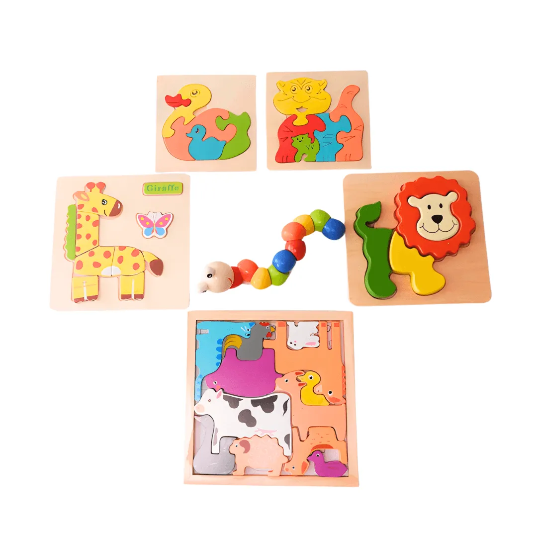 6 in 1 Best Combo of 5 Puzzles + 1 Caterpillar Twister for Kids(Random design will be send)