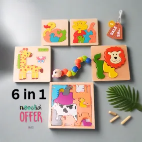 6 in 1 Best Combo of 5 Puzzles + 1 Caterpillar Twister for Kids(Random design will be send)