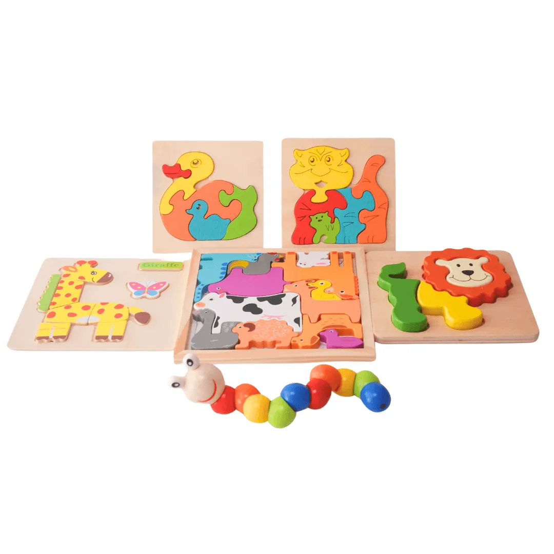 6 in 1 Best Combo of 5 Puzzles + 1 Caterpillar Twister for Kids(Random design will be send)