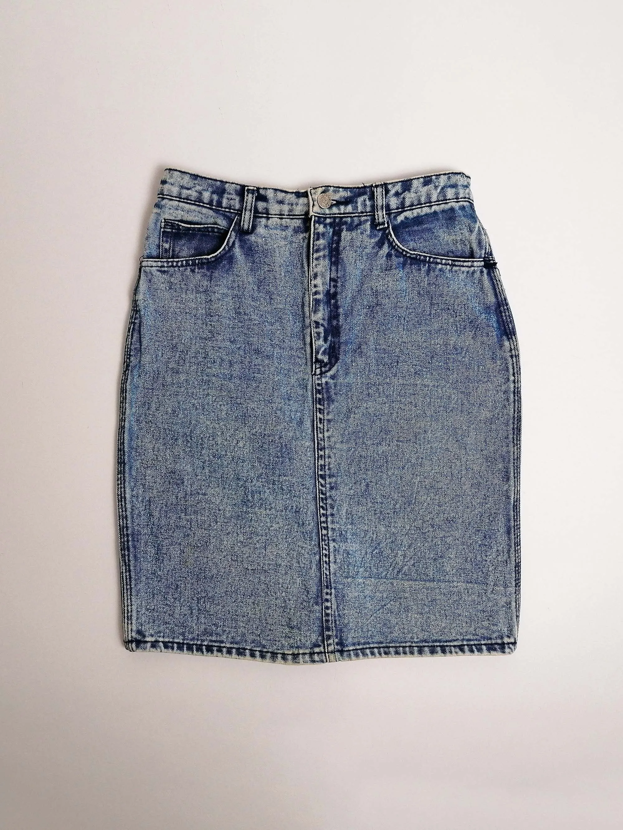 Acidwash Denim Skirt High Waist - size S