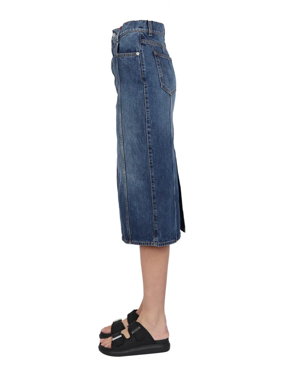 Alexander McQueen Midi Denim Skirt