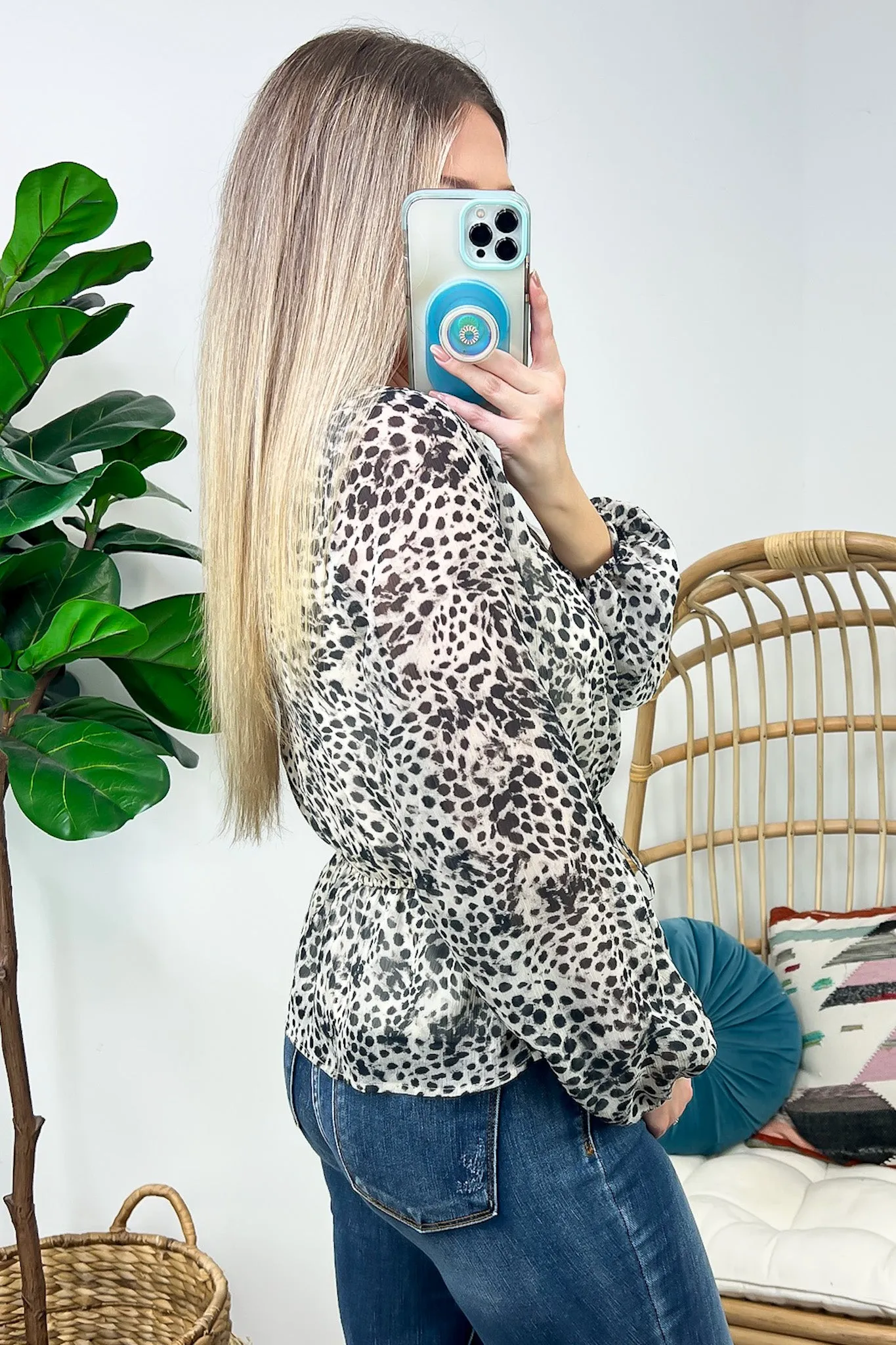 Alexiah Animal Print Drawstring Waist Top - FINAL SALE