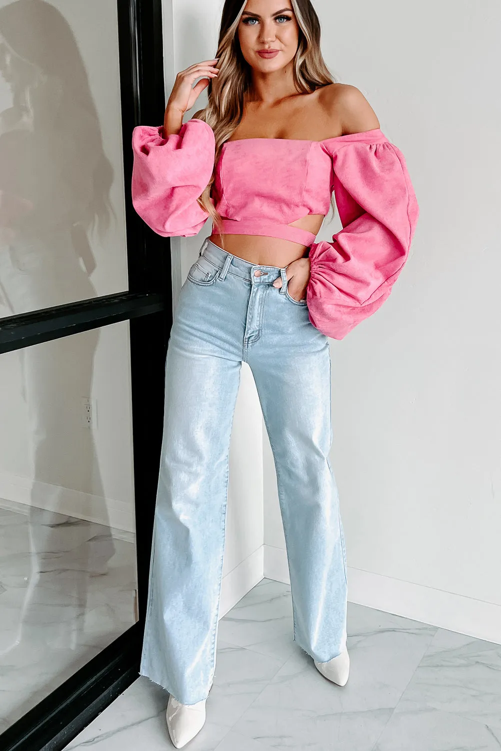 Back At The Start Corduroy Crop Top (Pink)