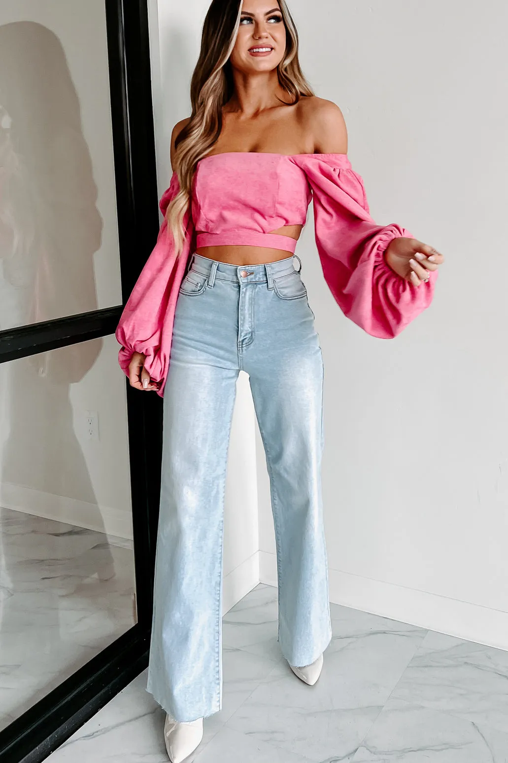 Back At The Start Corduroy Crop Top (Pink)