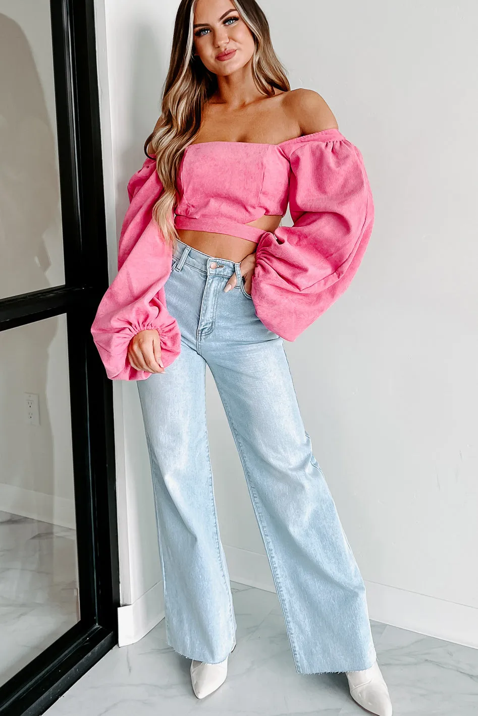 Back At The Start Corduroy Crop Top (Pink)