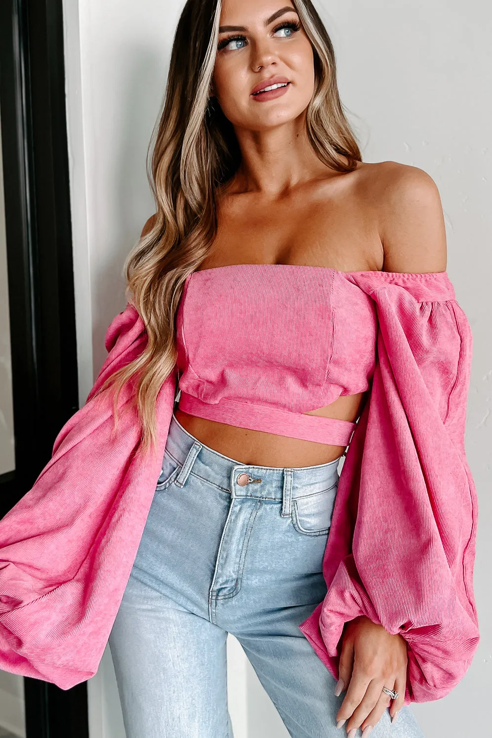 Back At The Start Corduroy Crop Top (Pink)