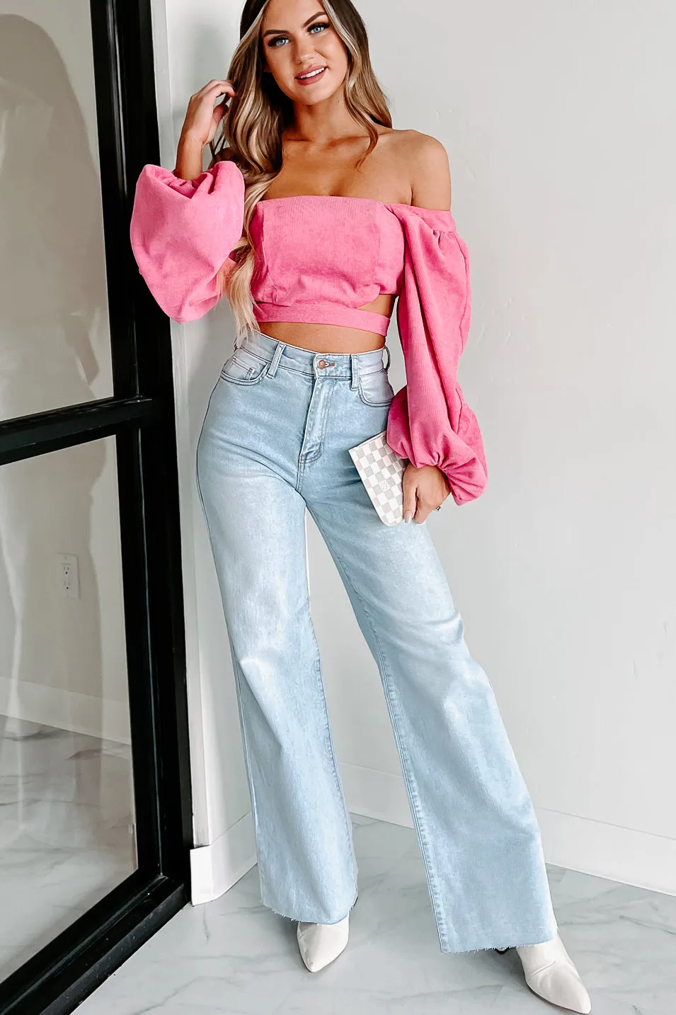 Back At The Start Corduroy Crop Top (Pink)