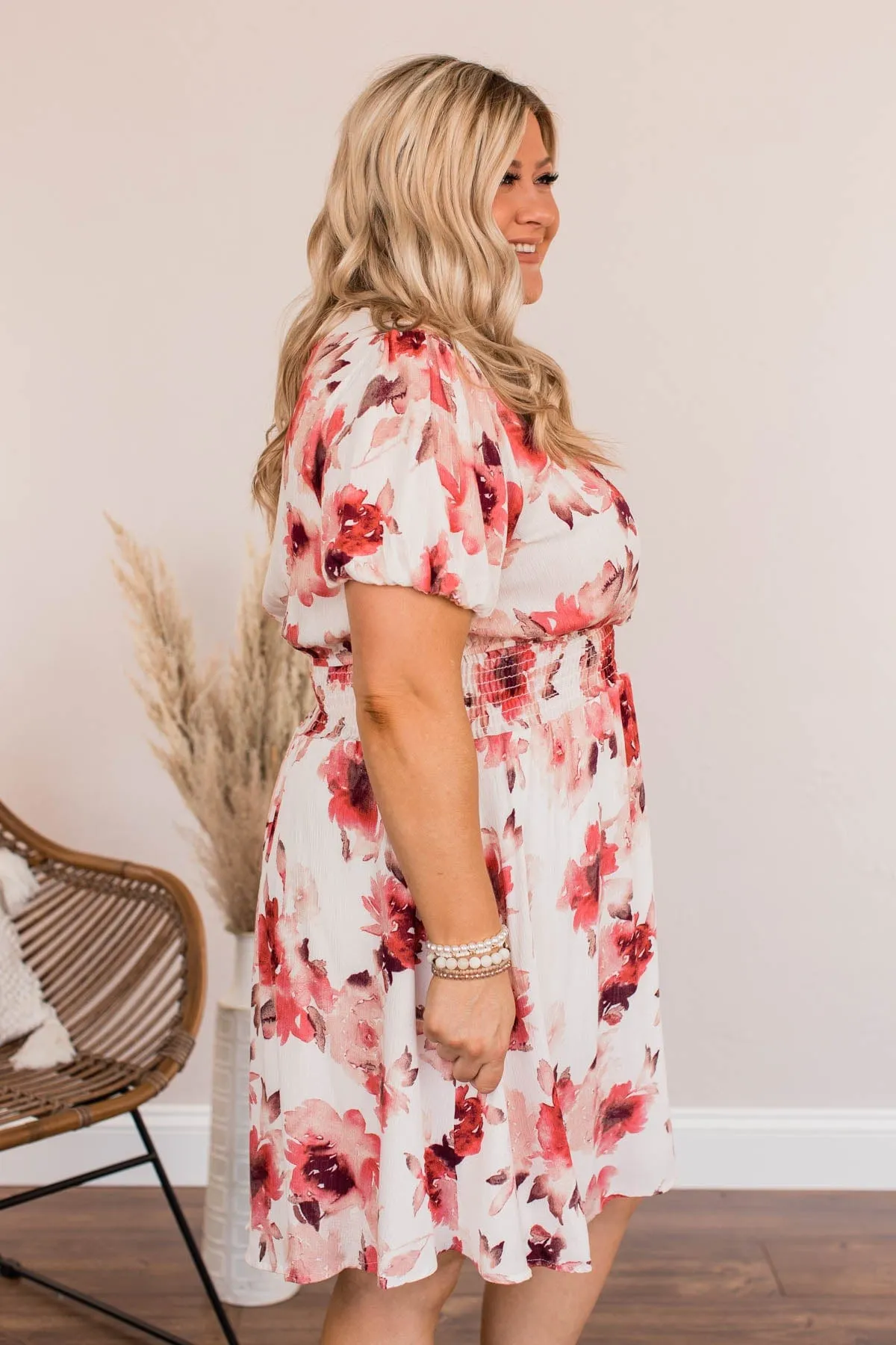 Beauty Beyond Compare Floral Mini Dress- Rose