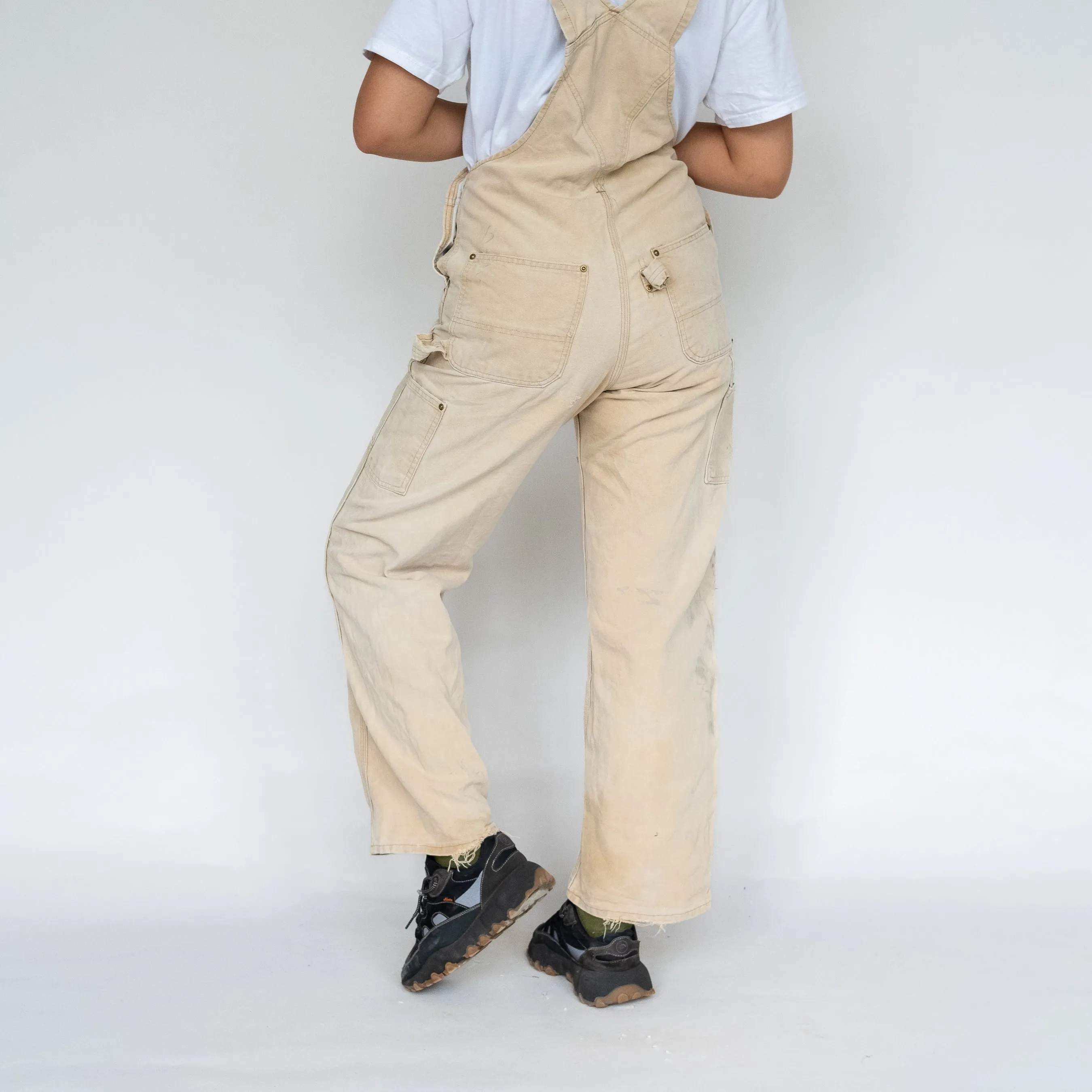 BEIGE 90S CARHARTT CANVAS BAGGY DUNGAREES (