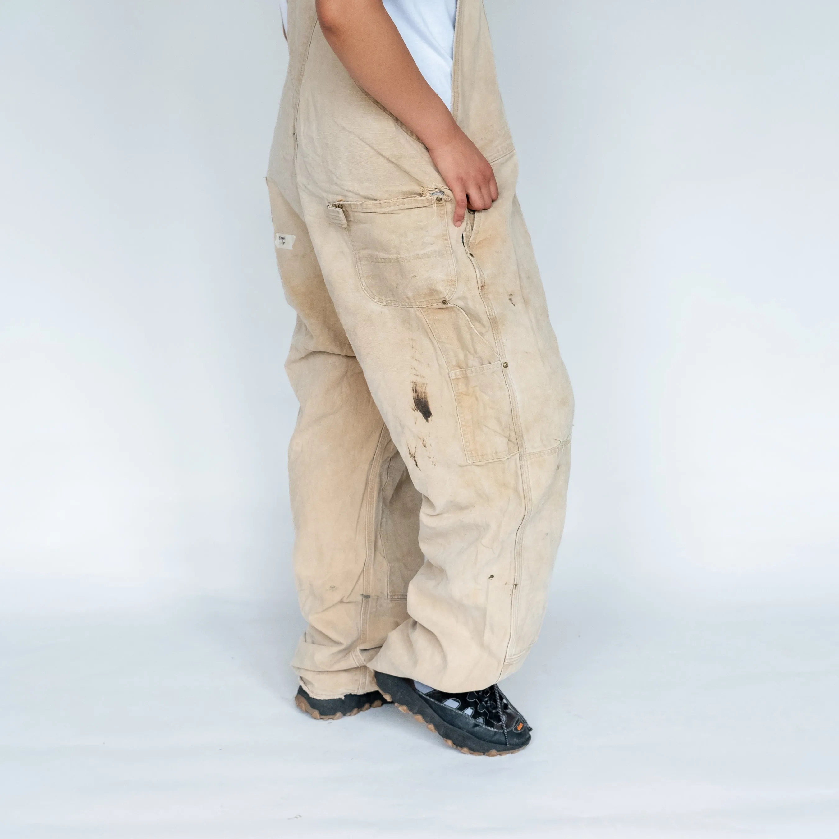 Beige 90s Carhartt Canvas Baggy Dungarees (XXL)