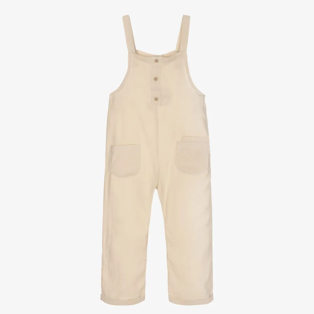 Beige Cheesecloth Dungarees