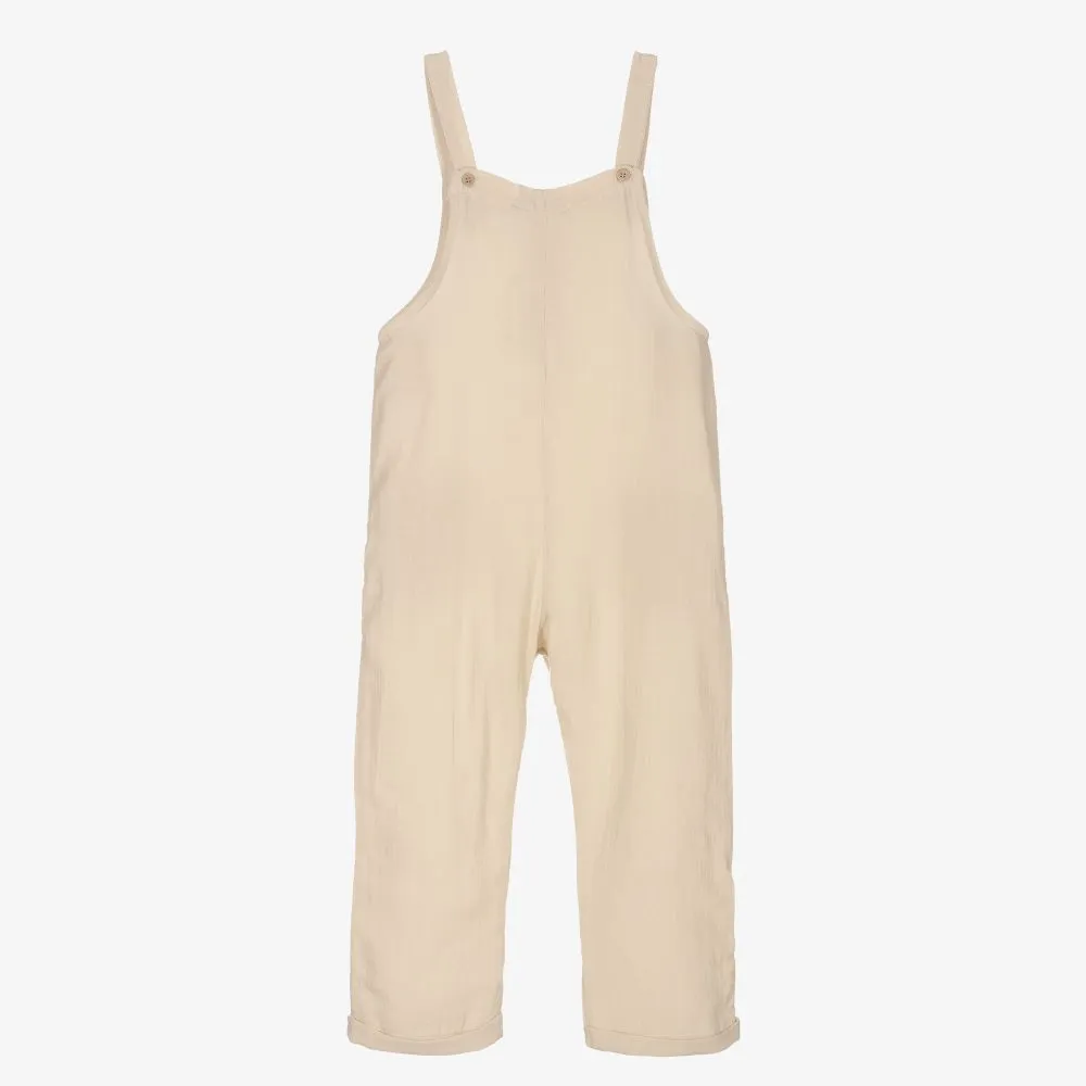 Beige Cheesecloth Dungarees