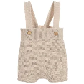 Beige Knitted Baby Dungarees