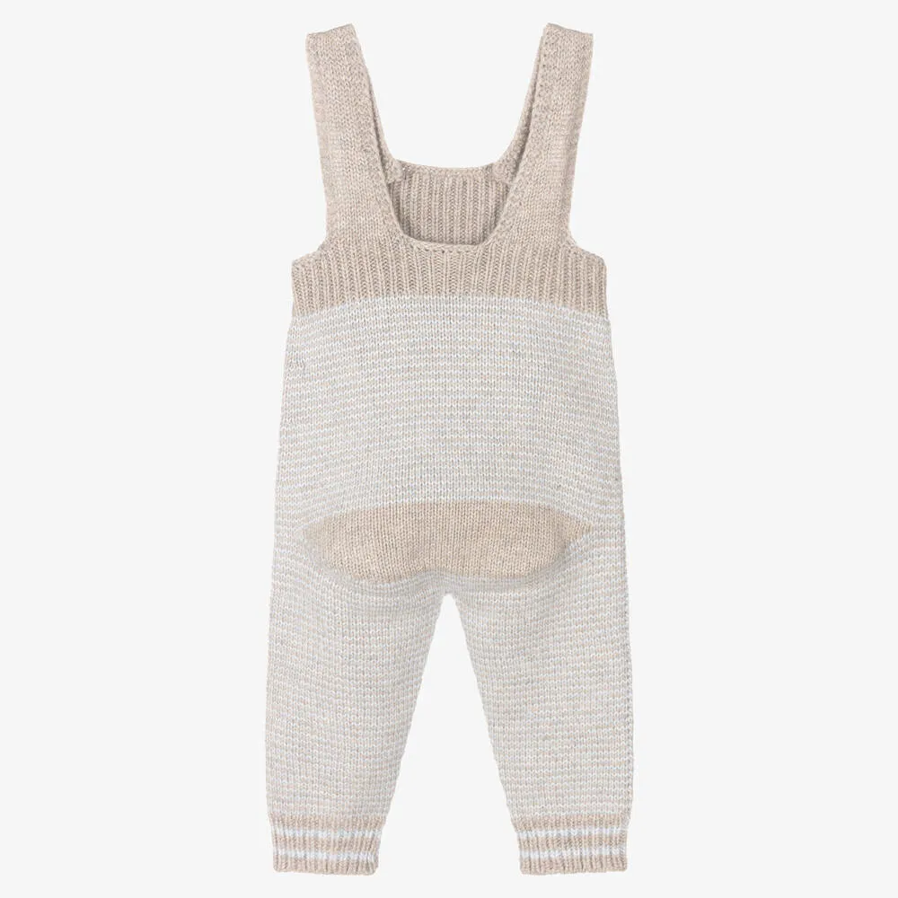 Beige Knitted Dungarees