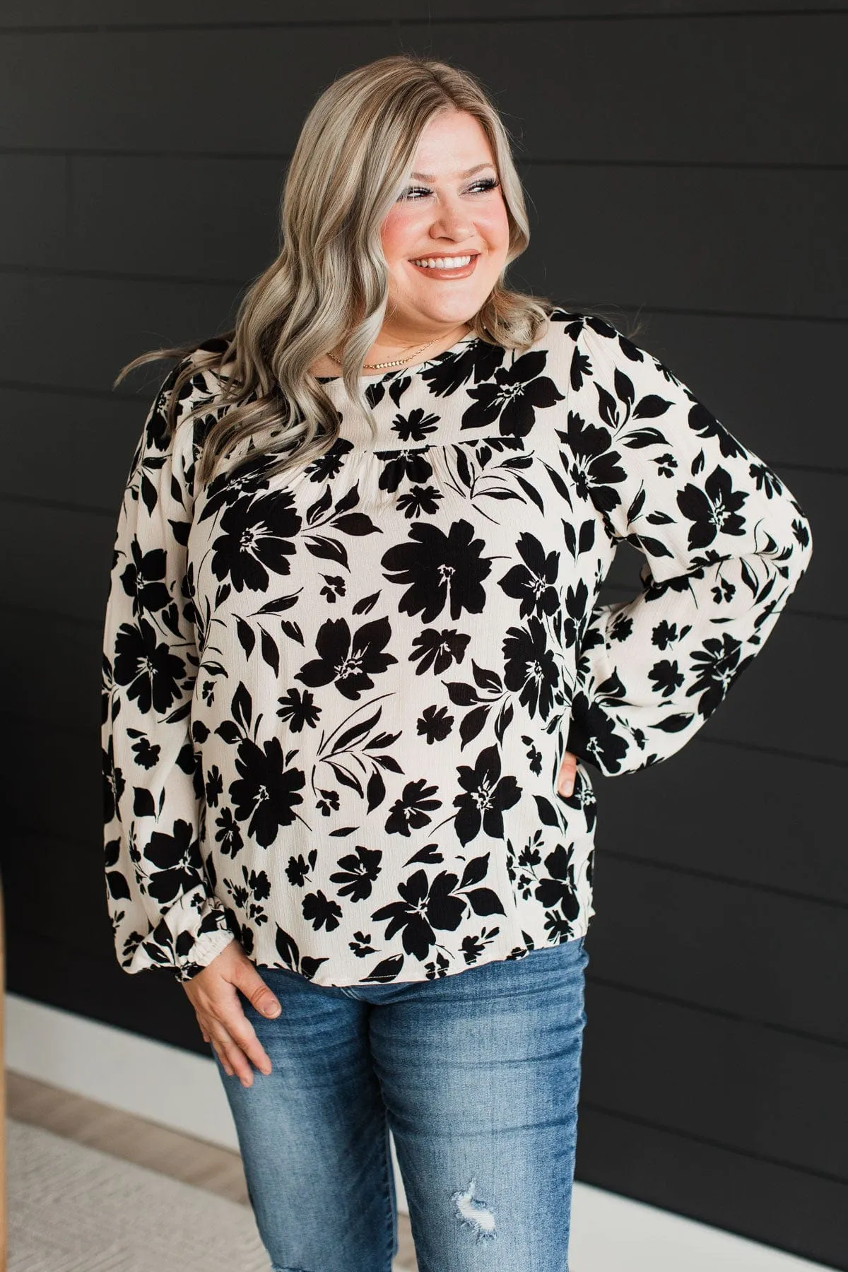 Beyond Lovely Floral Blouse- Light Taupe