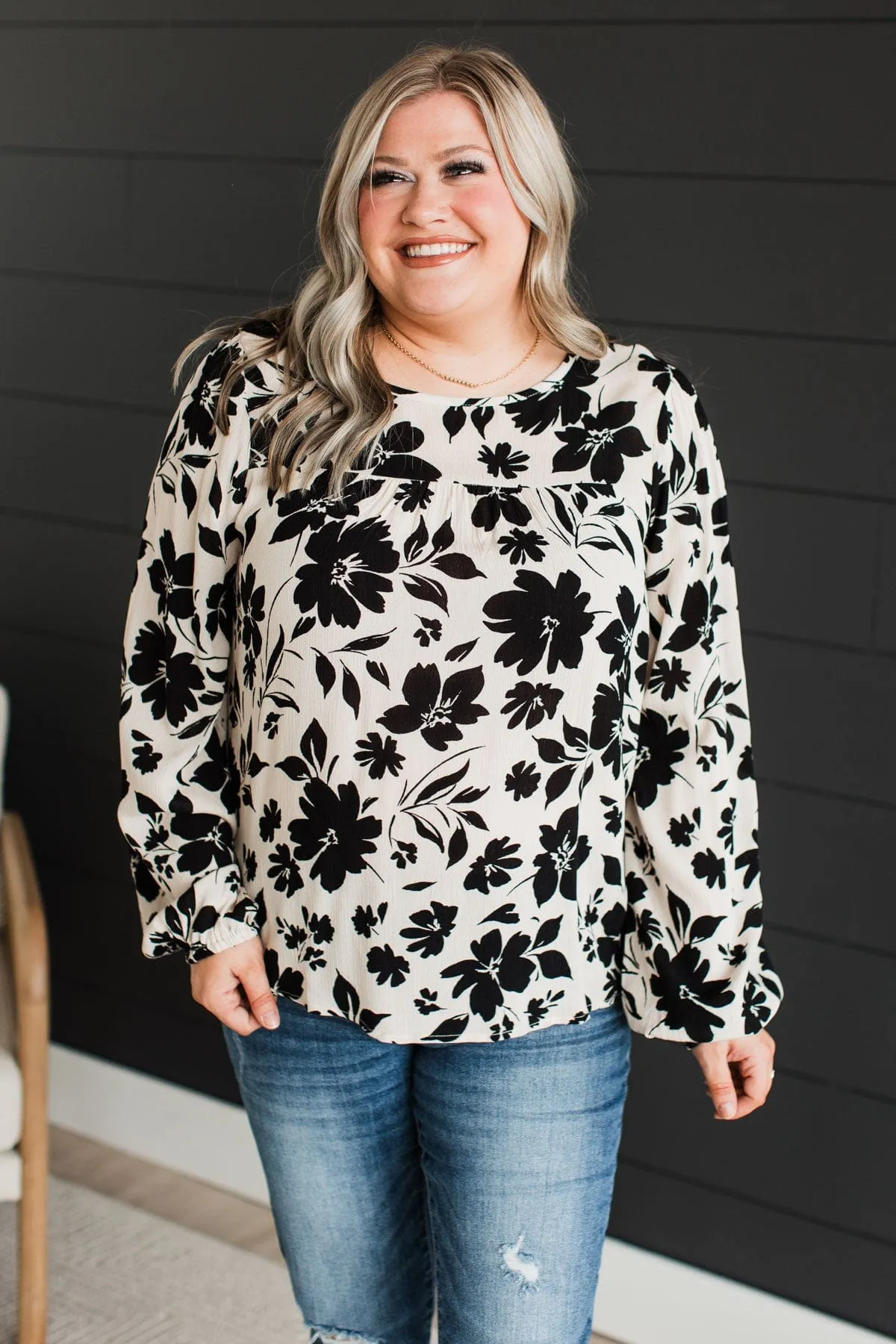 Beyond Lovely Floral Blouse- Light Taupe