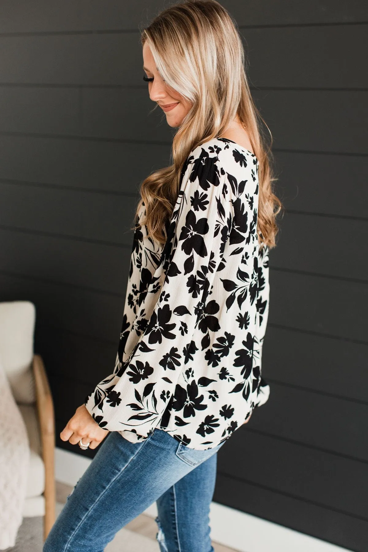 Beyond Lovely Floral Blouse- Light Taupe