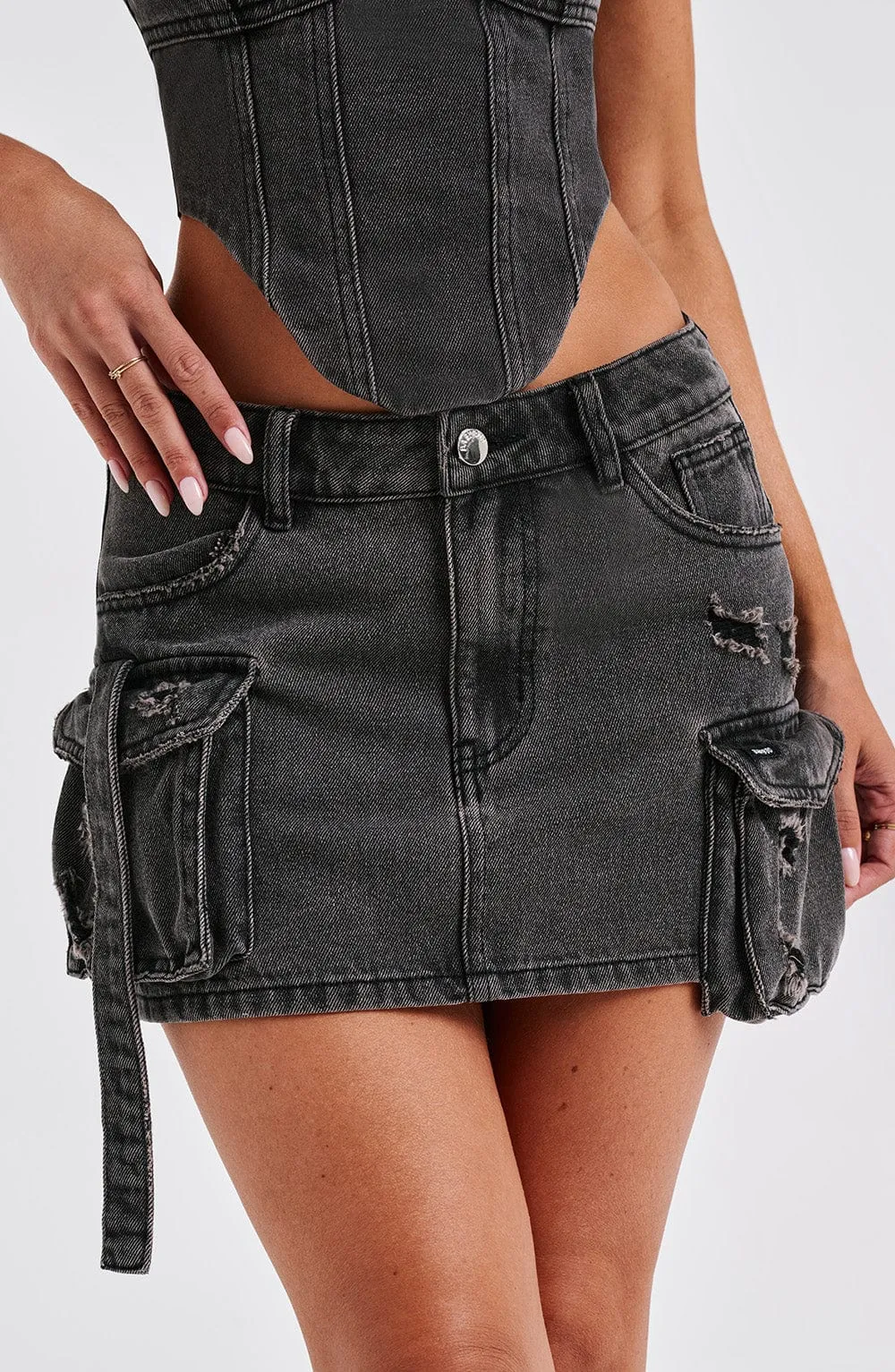 Billie Mini Skirt - Black Wash