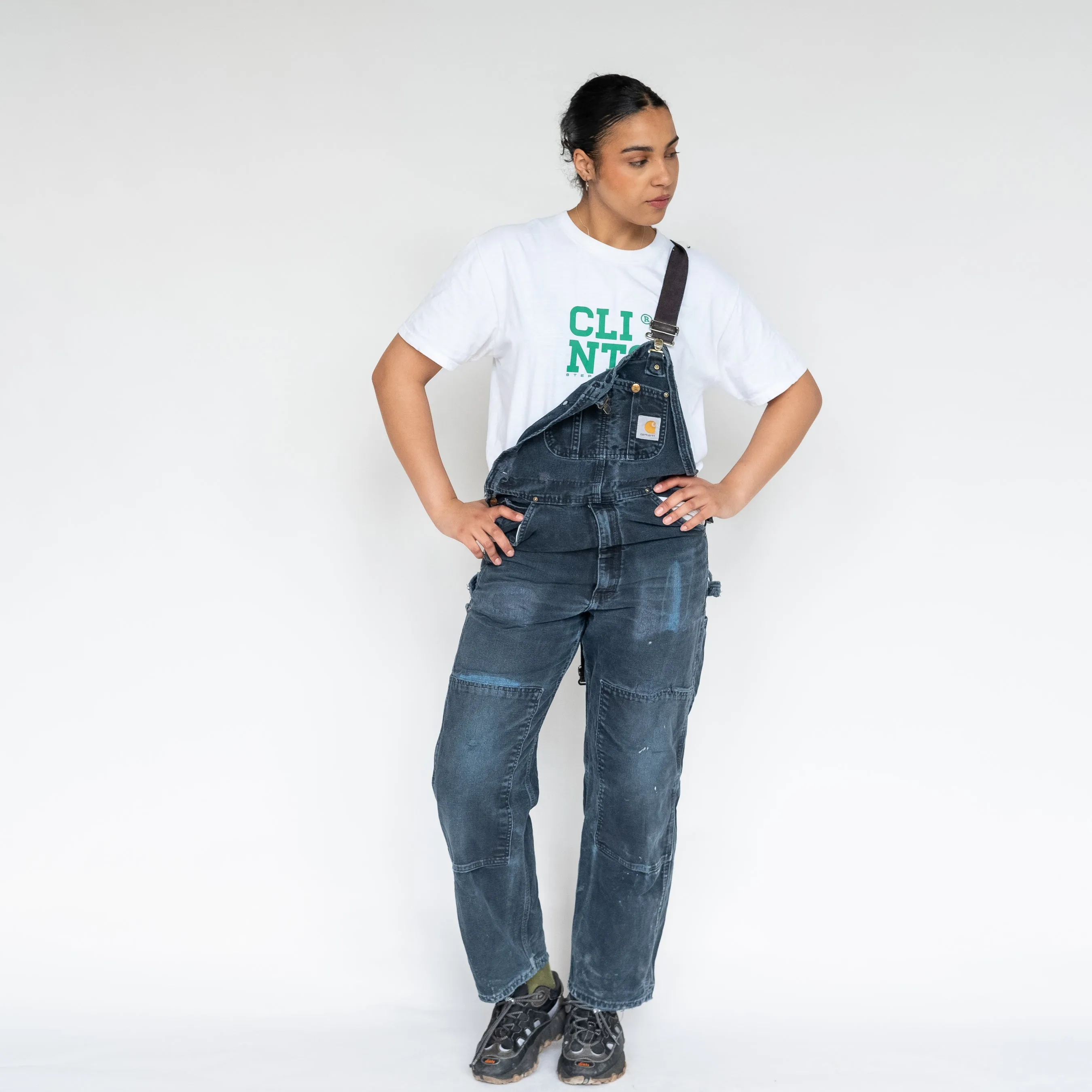 Black 90s Carhartt Canvas Baggy Dungarees (S)