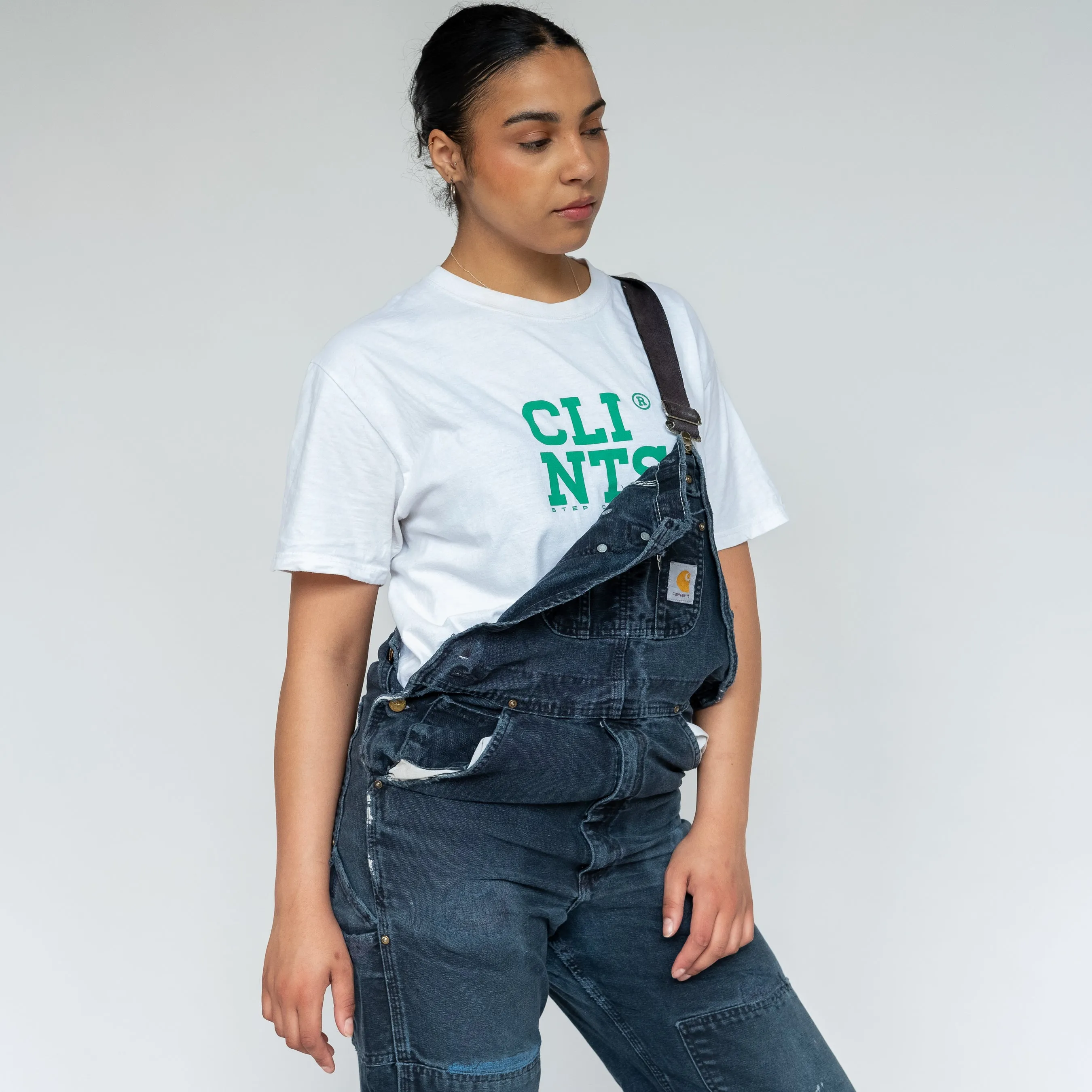 Black 90s Carhartt Canvas Baggy Dungarees (S)