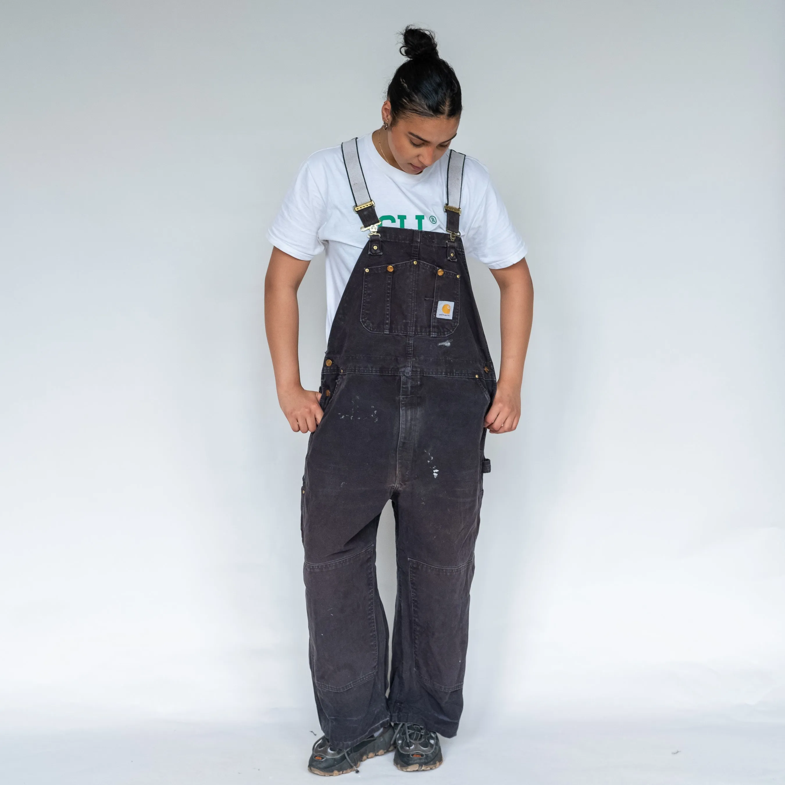 Black 90s Carhartt Canvas Baggy Dungarees (XXL)