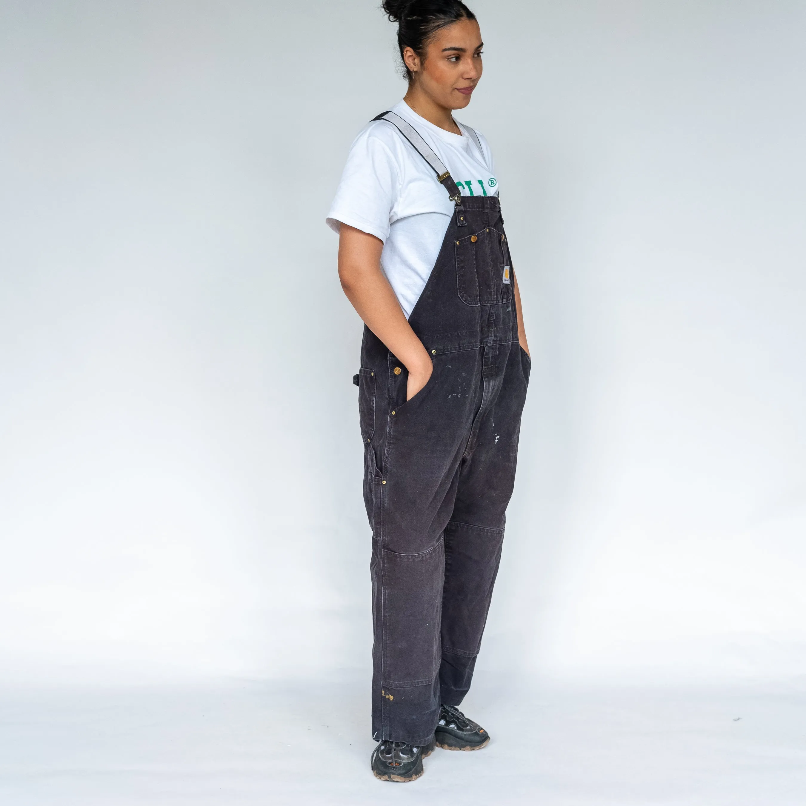 Black 90s Carhartt Canvas Baggy Dungarees (XXL)