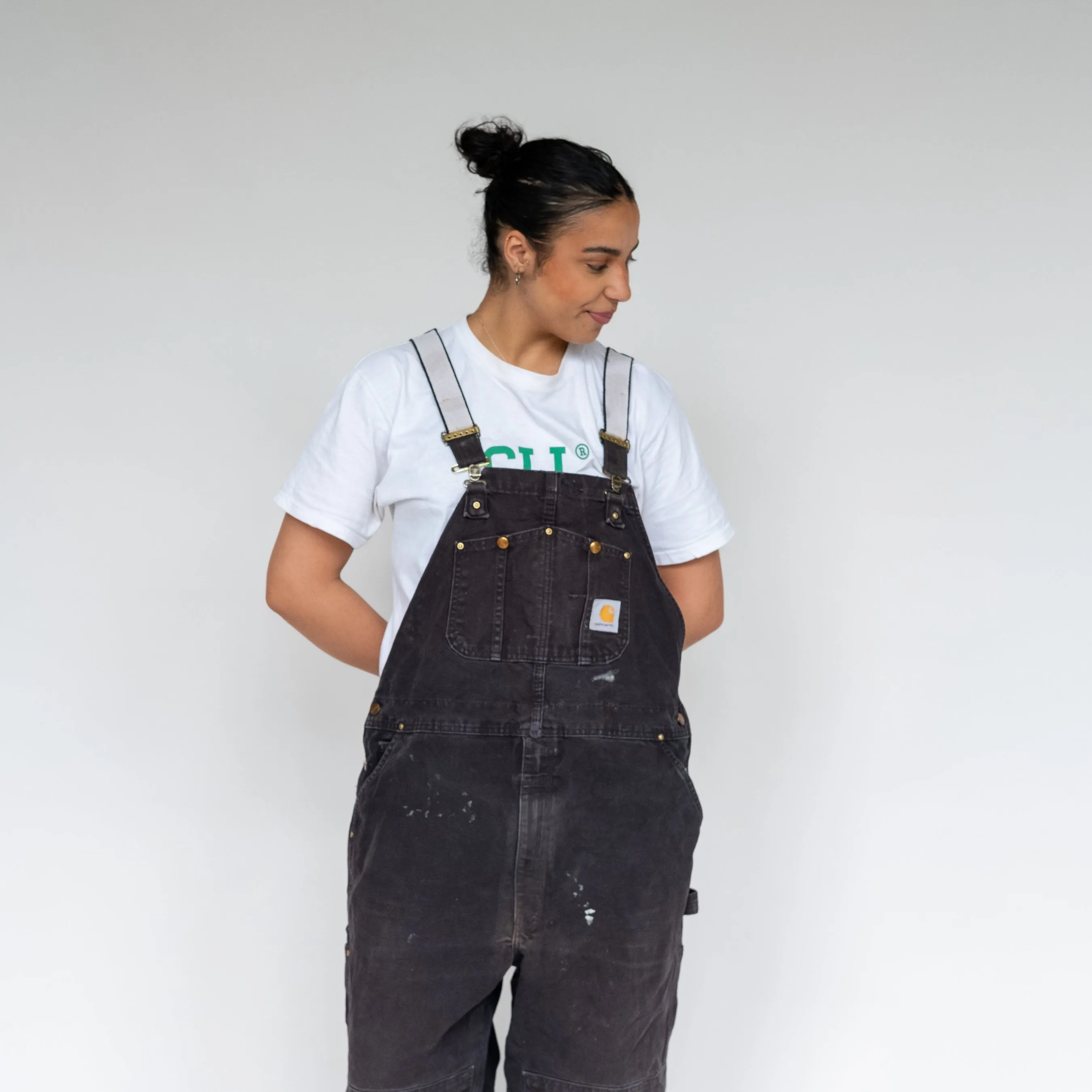 Black 90s Carhartt Canvas Baggy Dungarees (XXL)