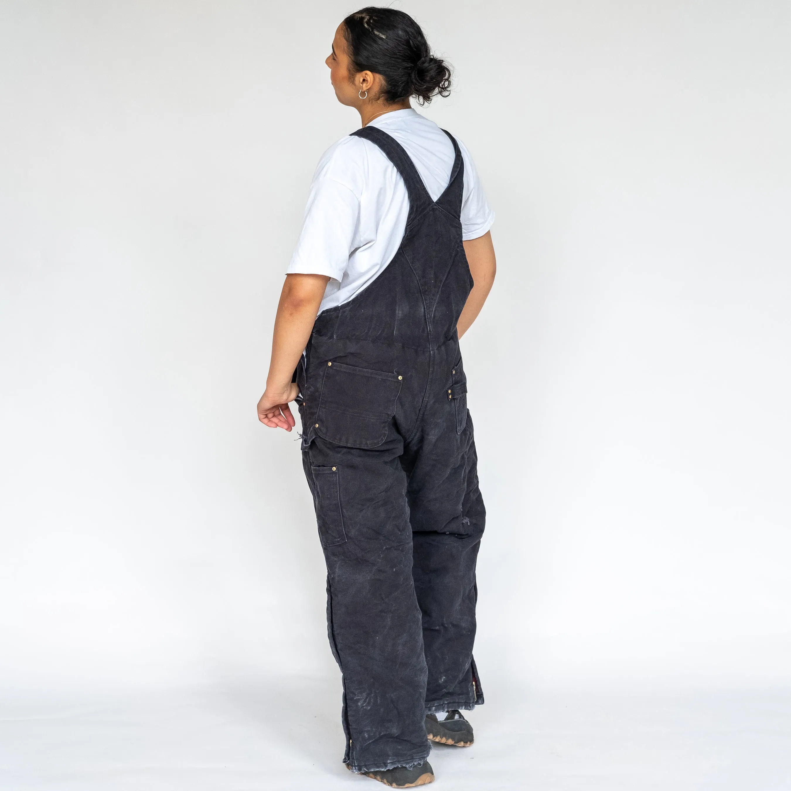 Black 90s Carhartt Quilted Canvas Baggy Dungarees (L)