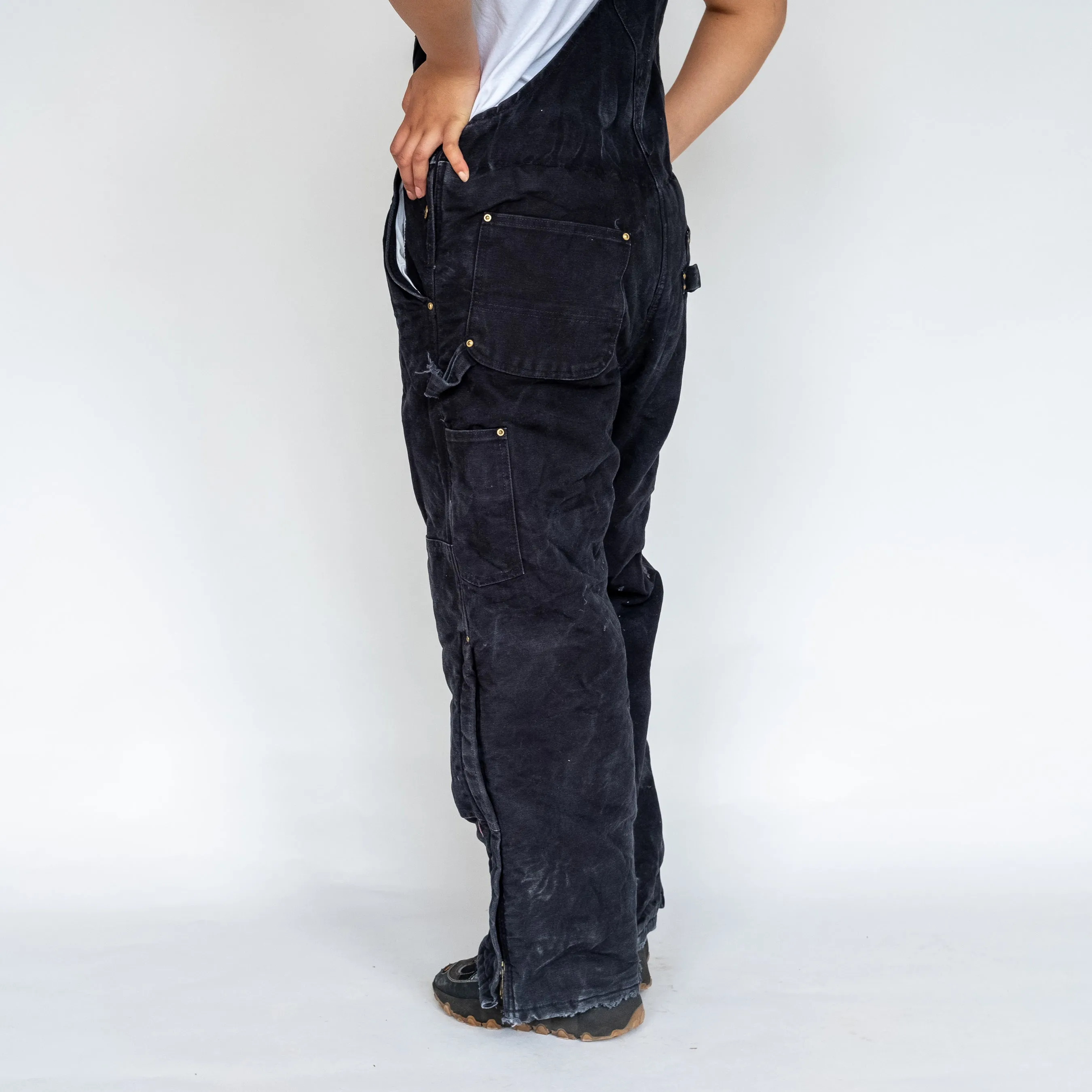 Black 90s Carhartt Quilted Canvas Baggy Dungarees (L)