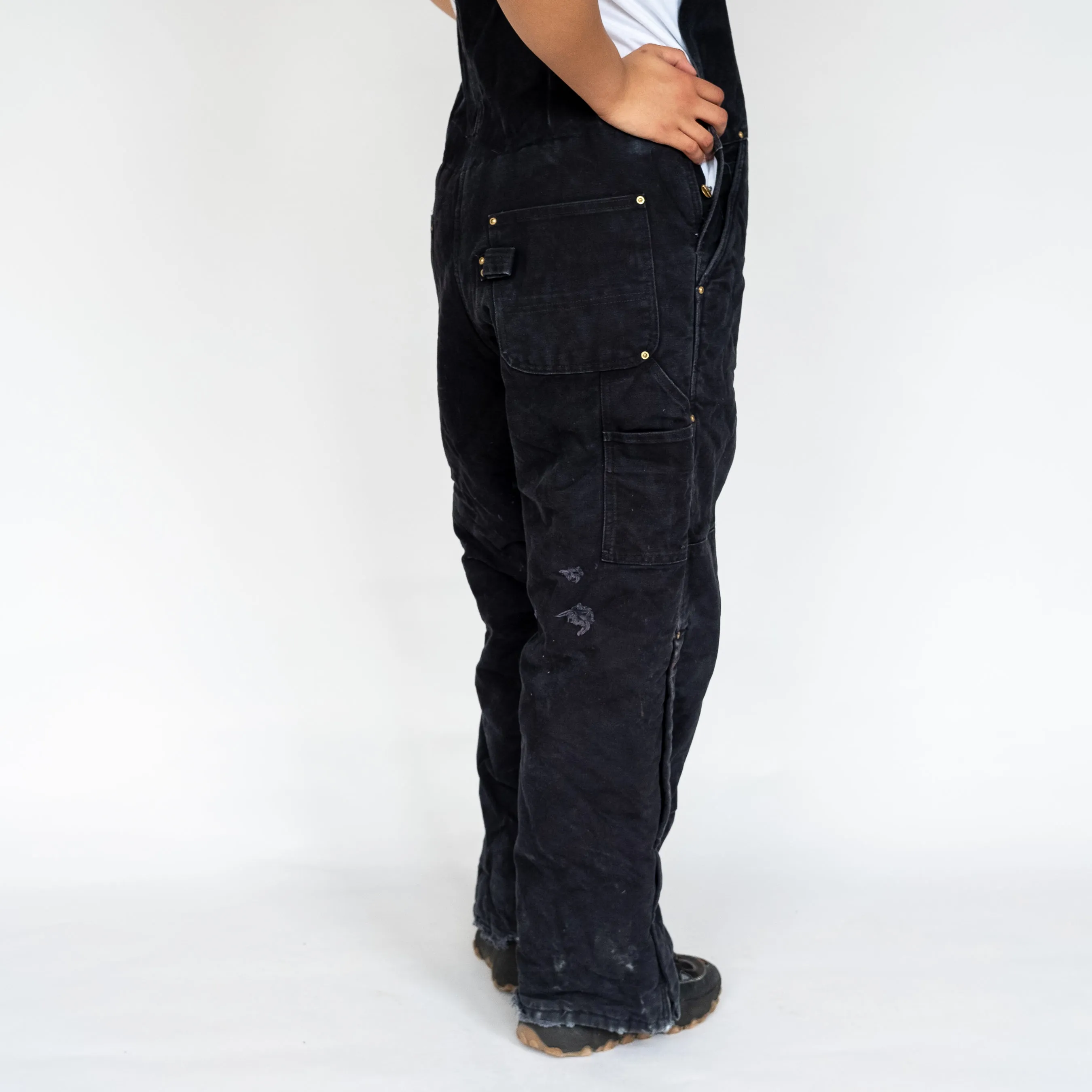 Black 90s Carhartt Quilted Canvas Baggy Dungarees (L)