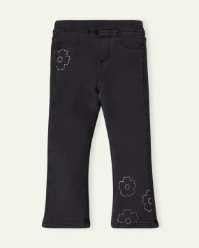 Black Diamante Flared Jeggings