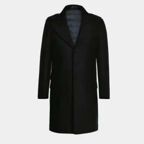 Black Long Overcoat with epaulettes