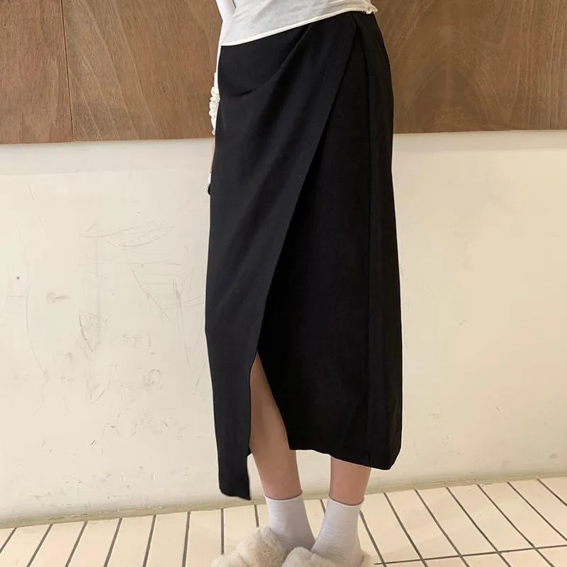 Black Slit Long Skirt