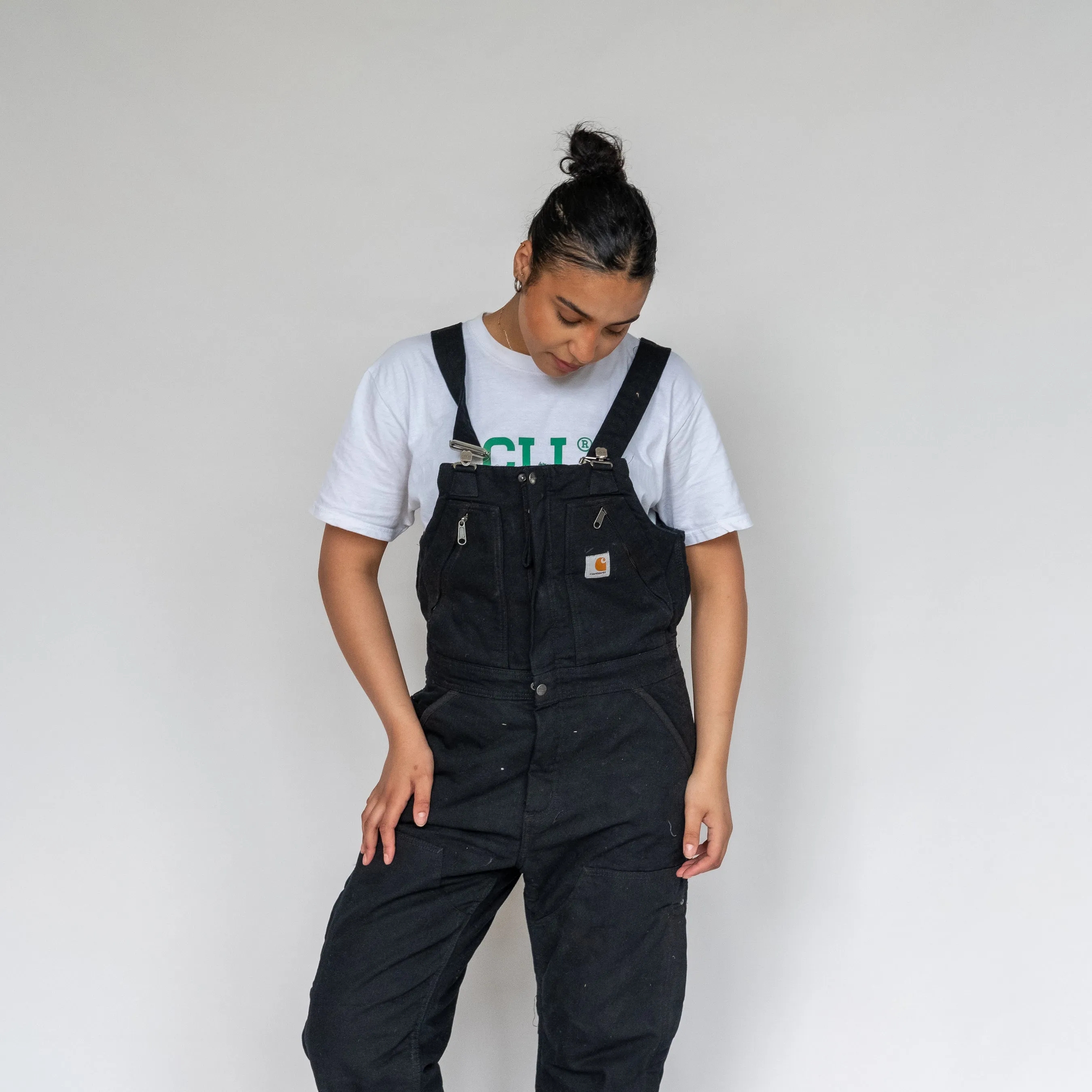 Black y2ks Carhartt Canvas Baggy Dungarees (L)