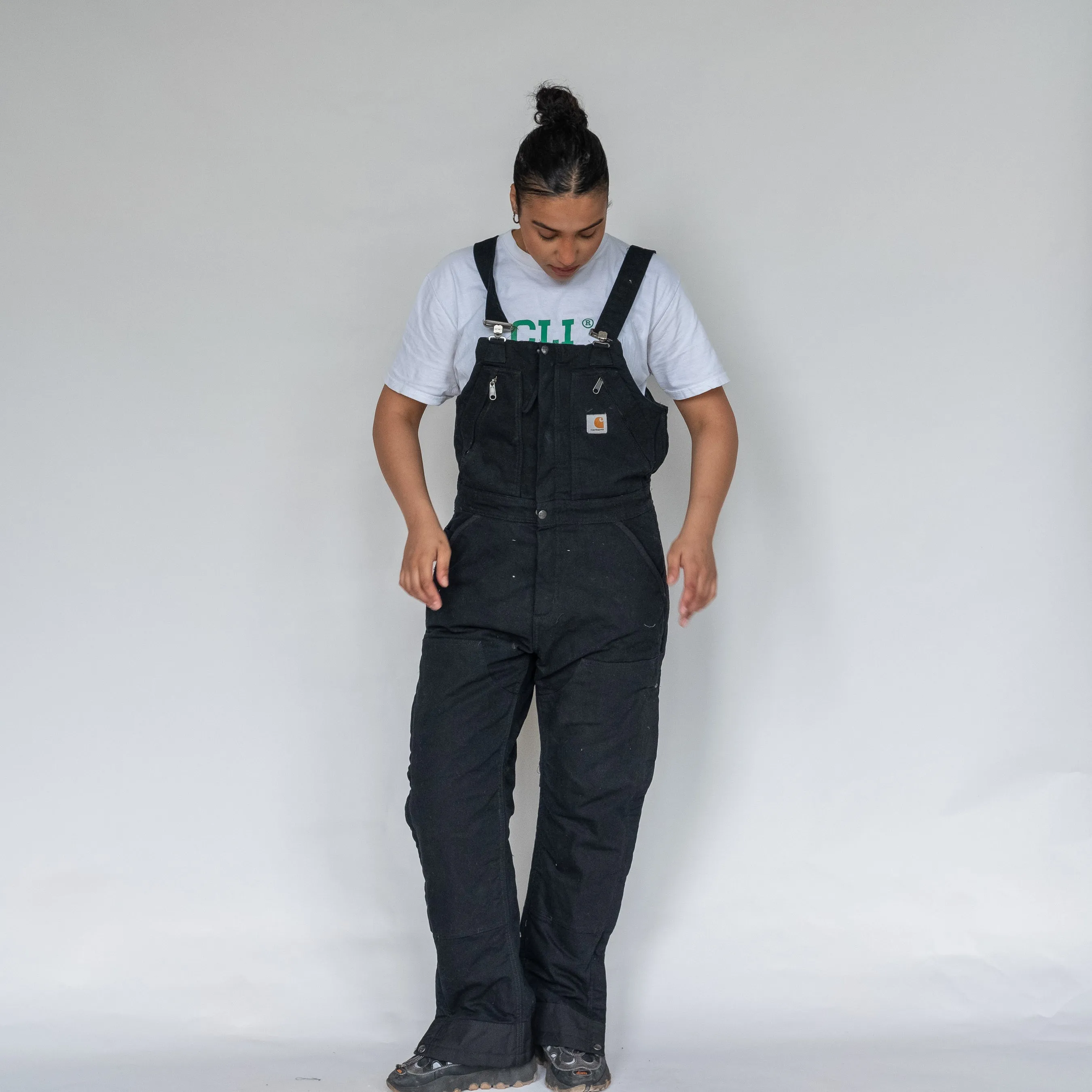 Black y2ks Carhartt Canvas Baggy Dungarees (L)