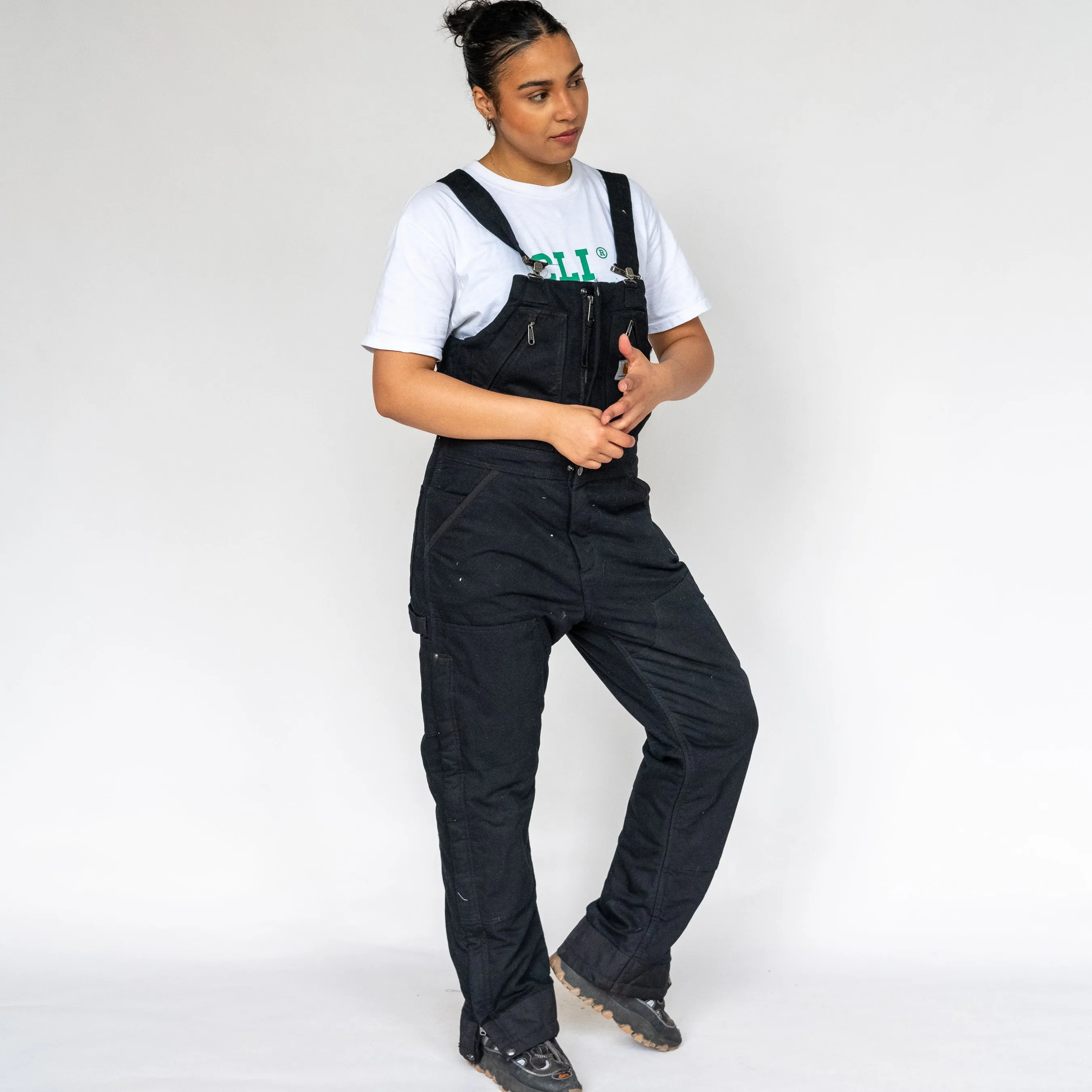 Black y2ks Carhartt Canvas Baggy Dungarees (L)