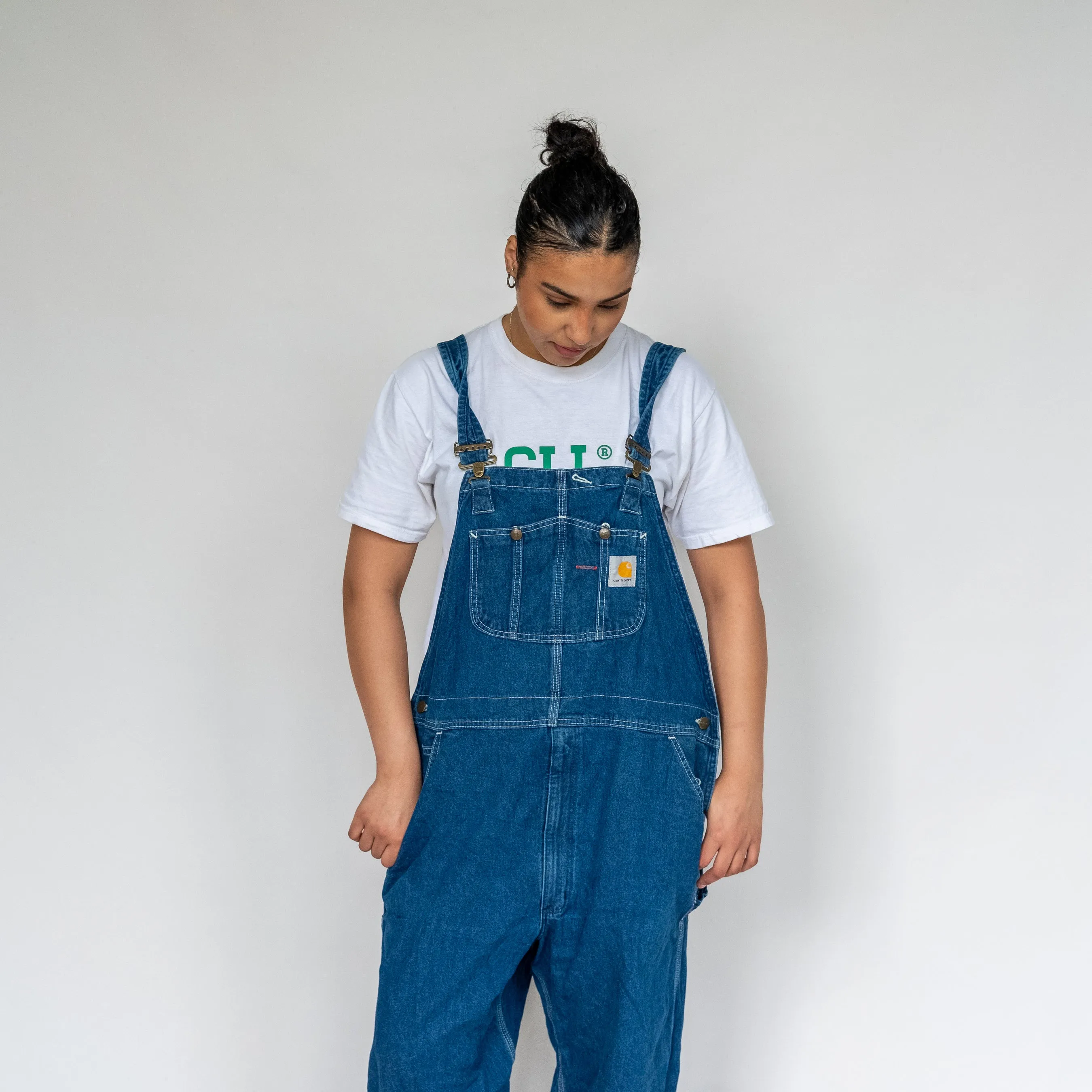 Blue 90s Carhartt  Denim Baggy Dungarees (XL)