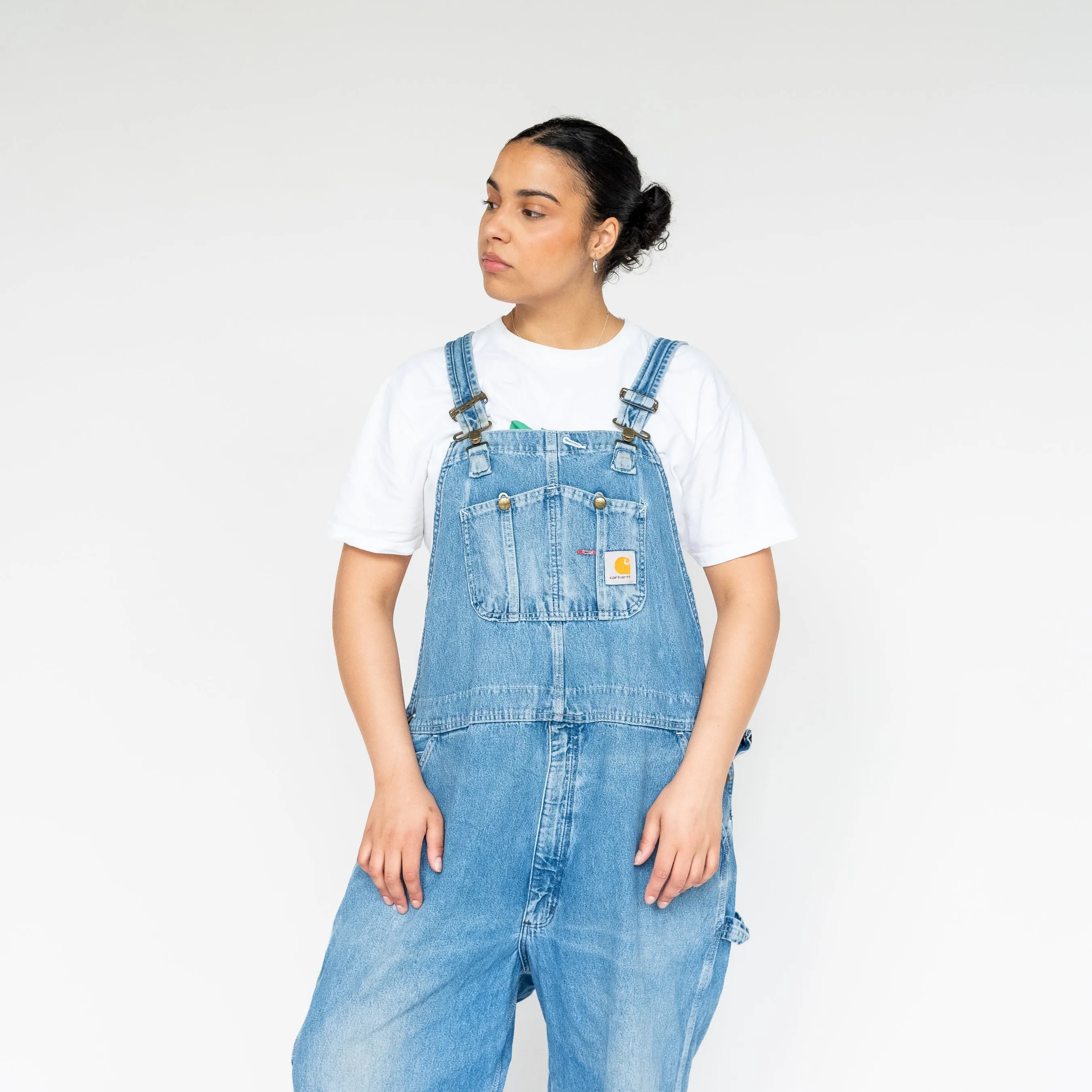 Blue 90s Carhartt Denim Baggy Dungarees (XXL)