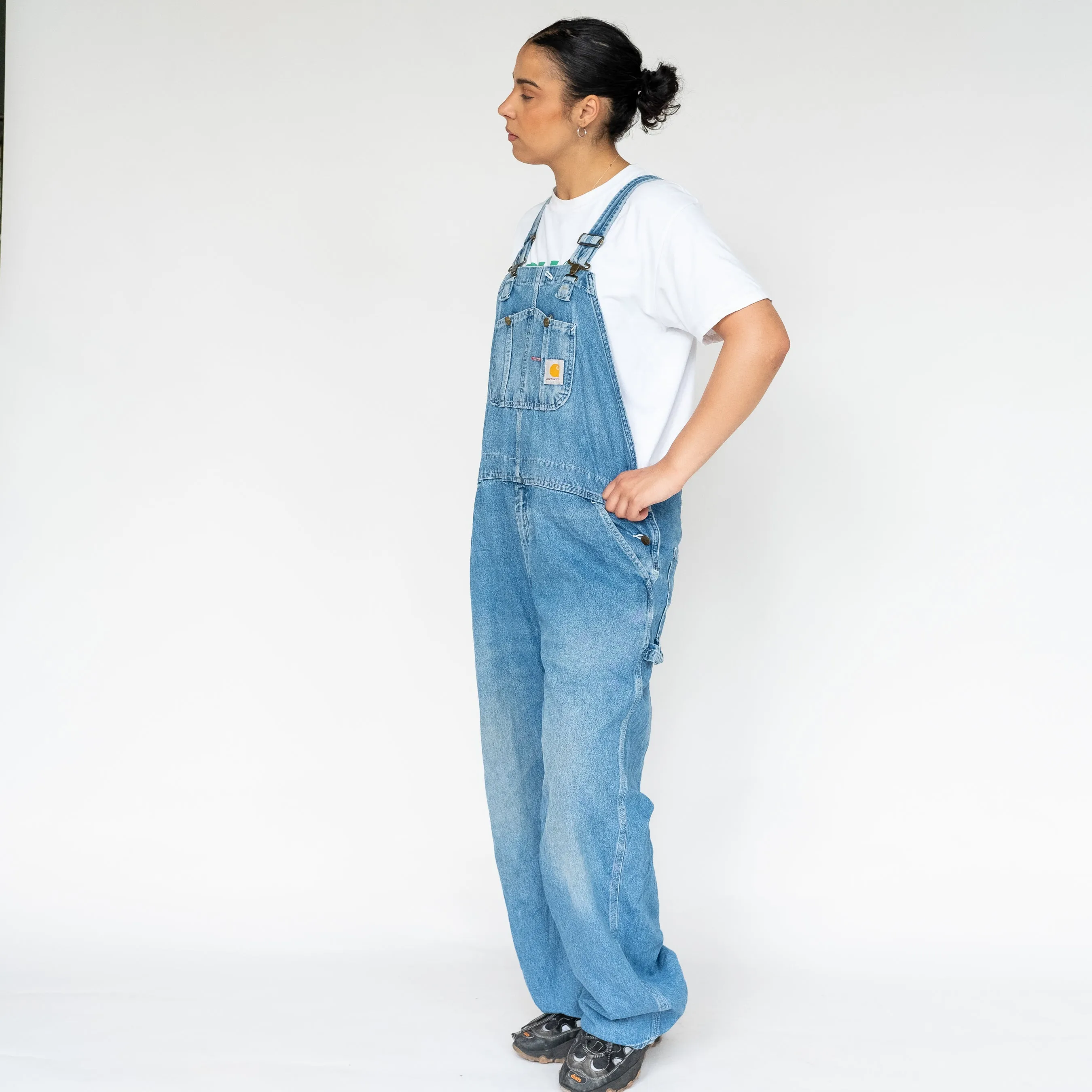 Blue 90s Carhartt Denim Baggy Dungarees (XXL)