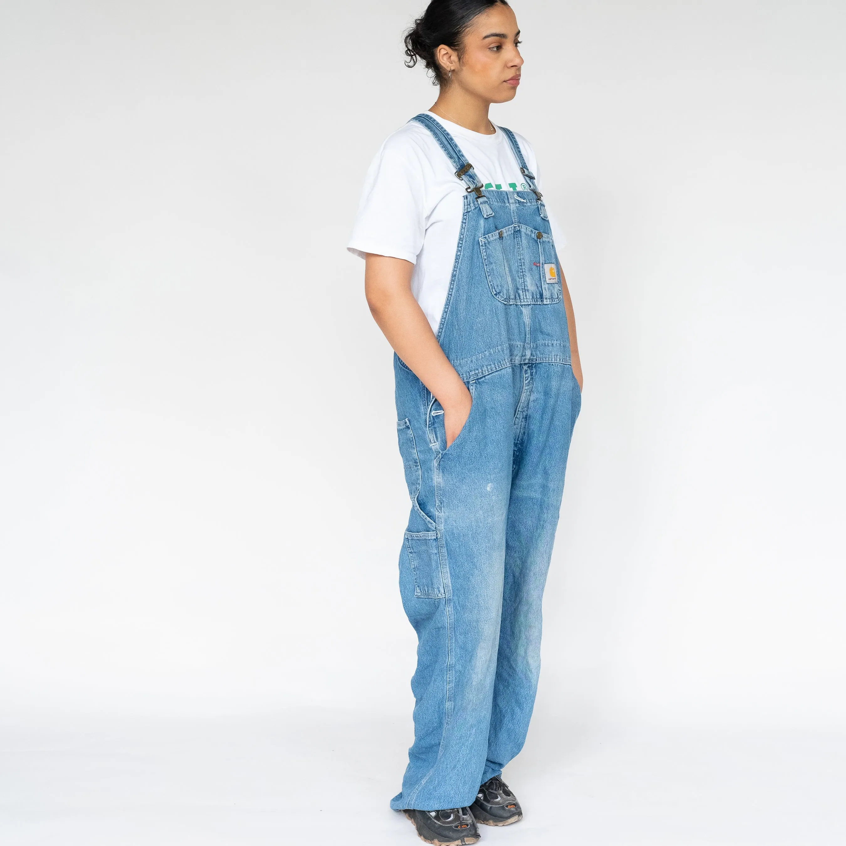 Blue 90s Carhartt Denim Baggy Dungarees (XXL)