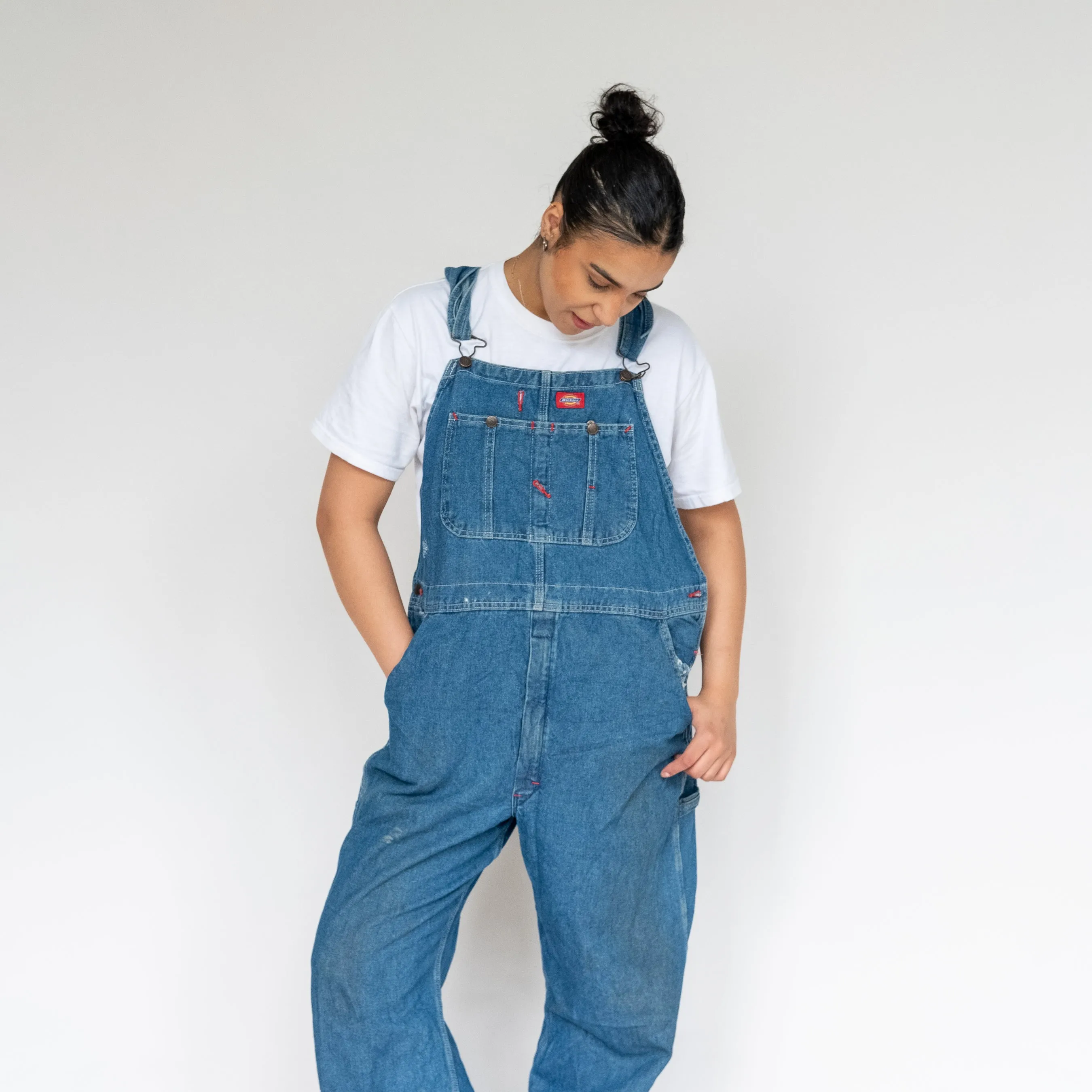 Blue 90s Dickies Denim Baggy Dungarees (L)