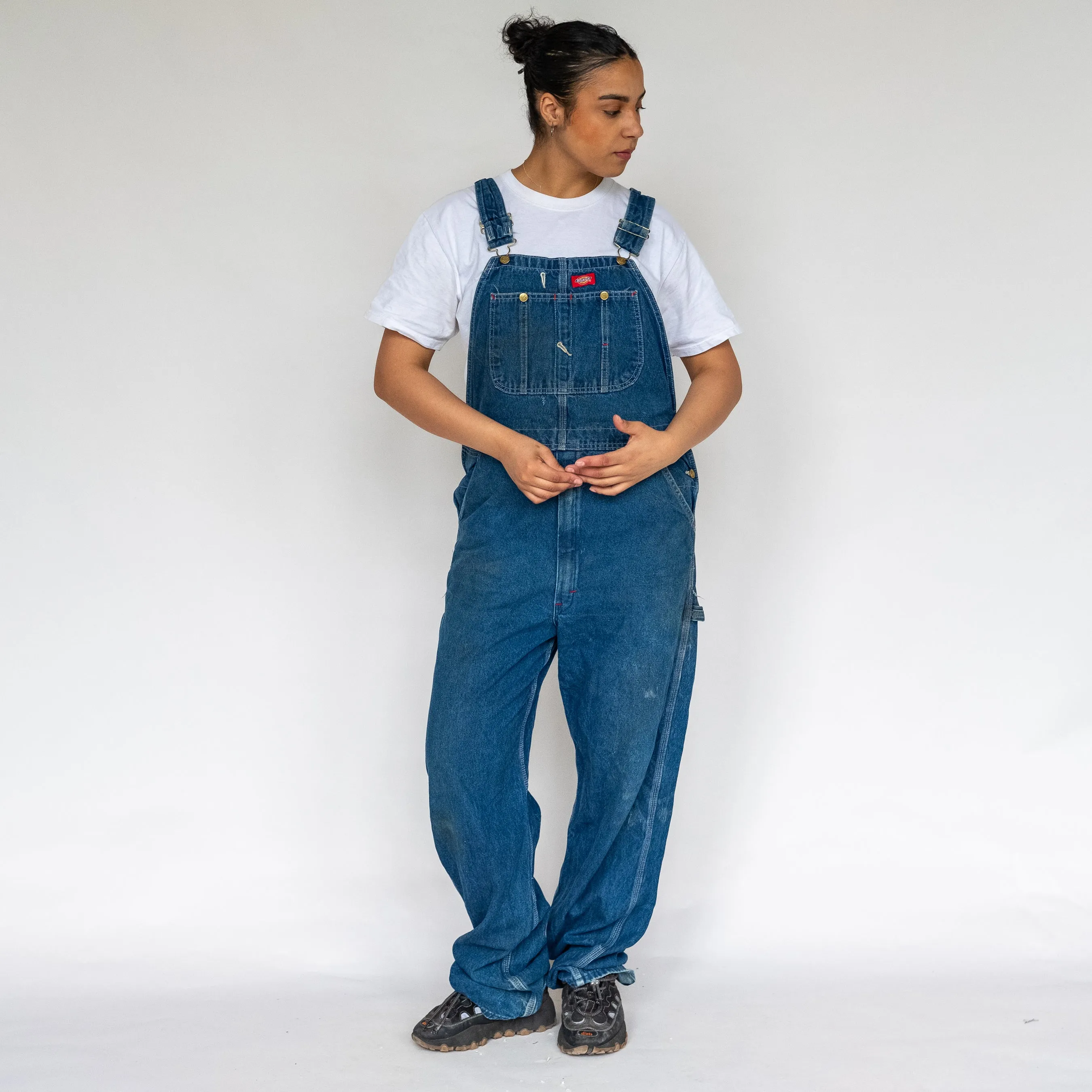 BLUE 90S DICKIES DENIM BAGGY DUNGAREES (