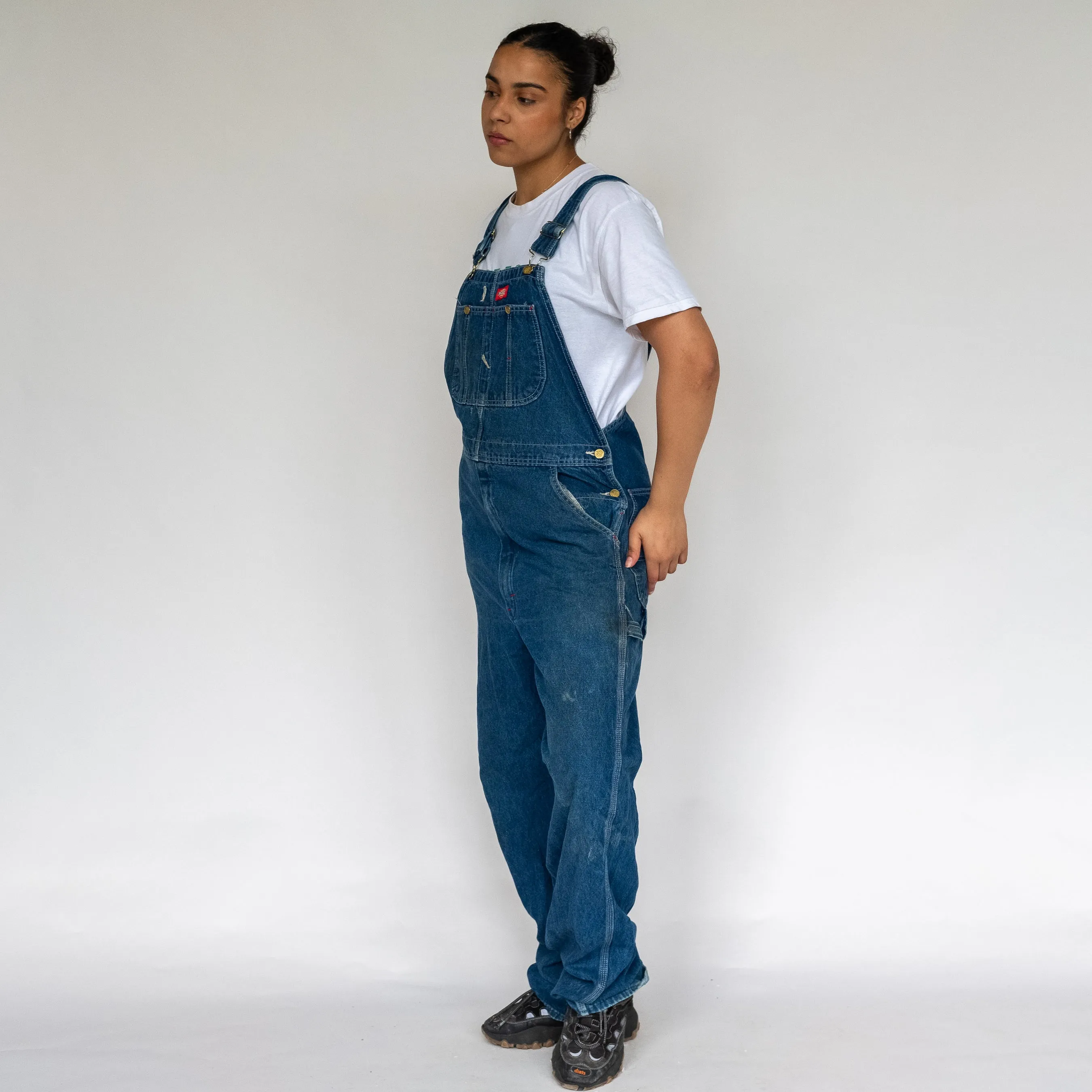 BLUE 90S DICKIES DENIM BAGGY DUNGAREES (