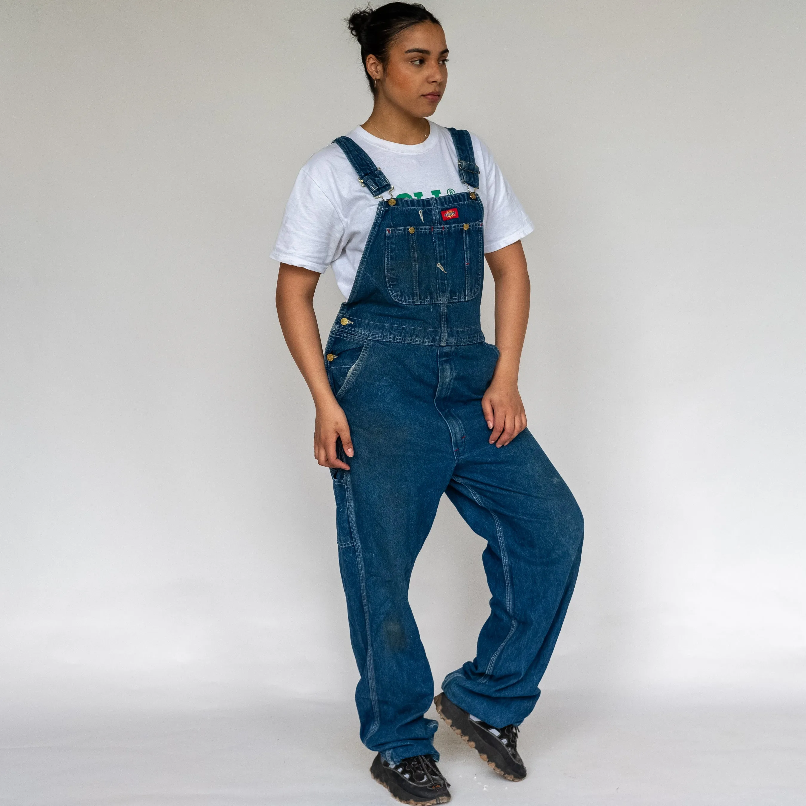 BLUE 90S DICKIES DENIM BAGGY DUNGAREES (