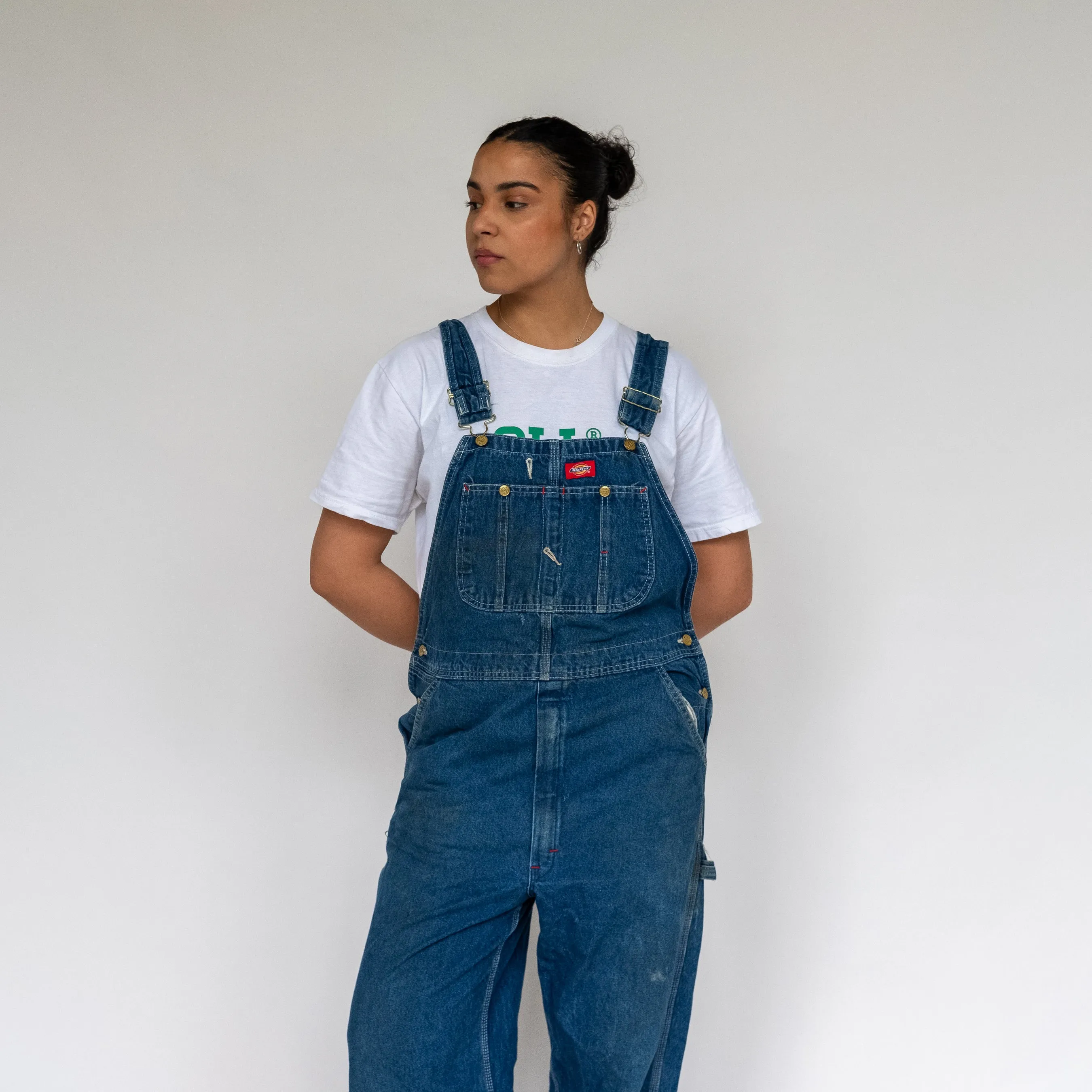 BLUE 90S DICKIES DENIM BAGGY DUNGAREES (