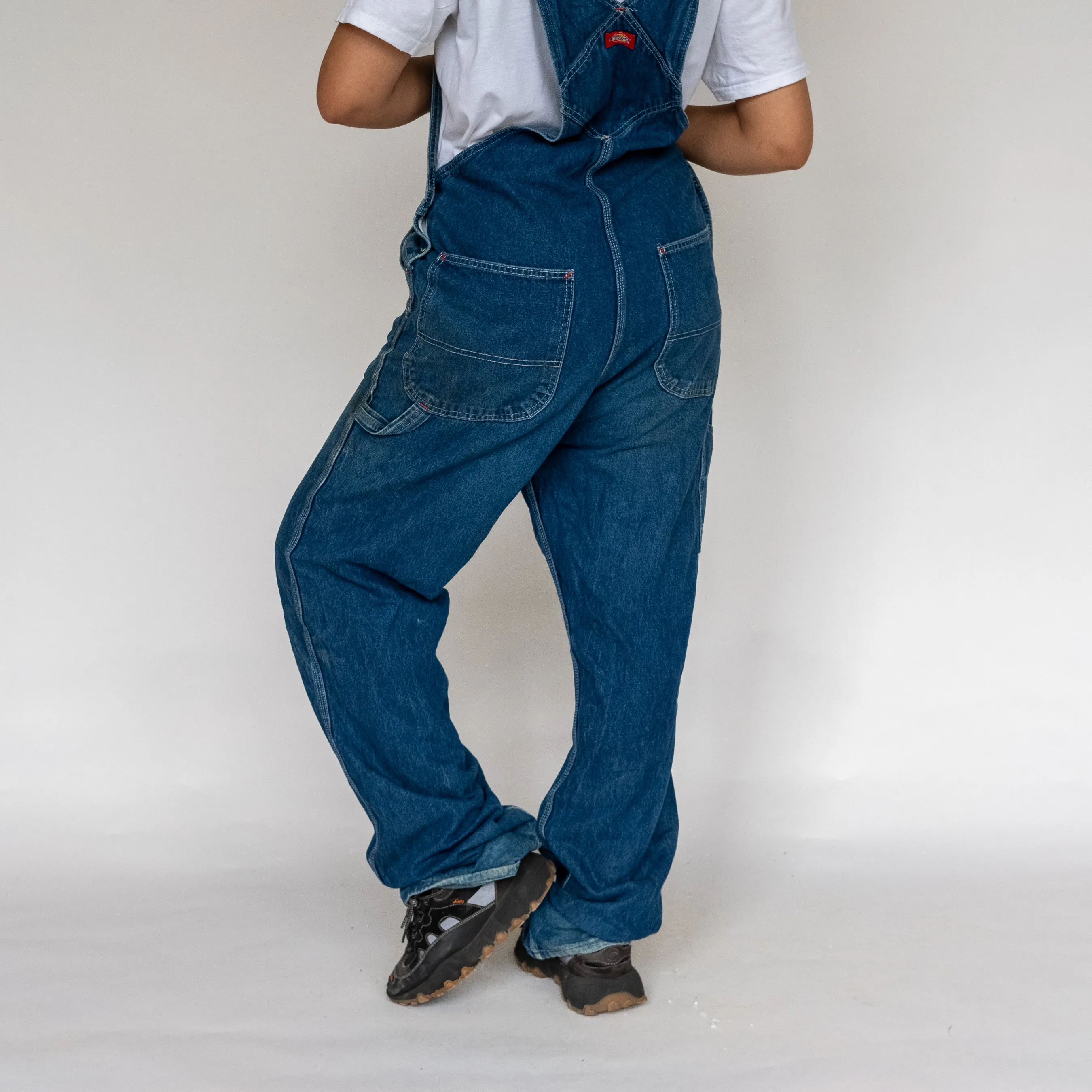 BLUE 90S DICKIES DENIM BAGGY DUNGAREES (