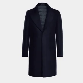 Blue Long Peak Lapel Overcoat