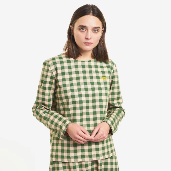 Bobo Choses Woman Checked Flared Blouse Green